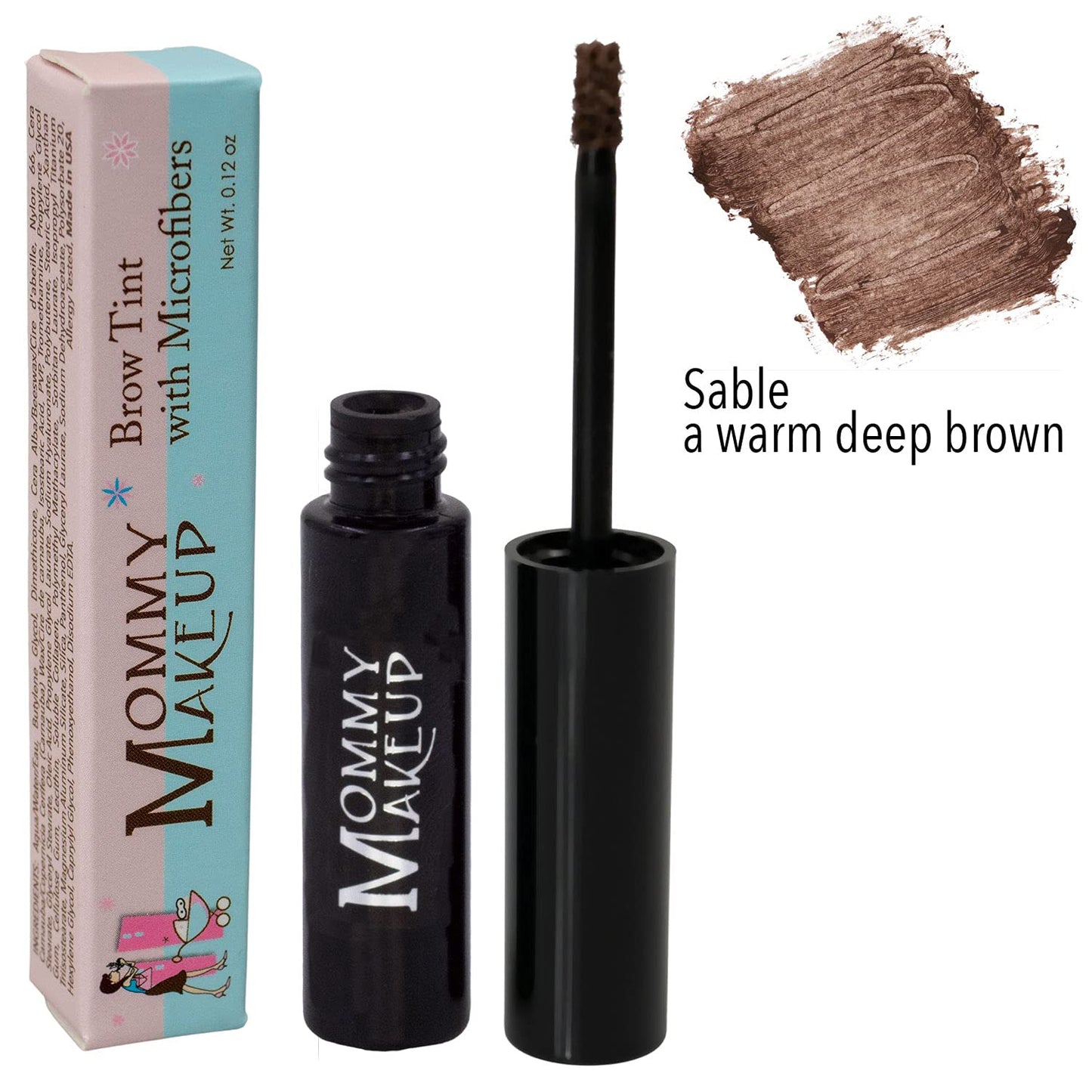 Brow Tint with Microfibers - 4-in-1 Tinted Eyebrow Gel to Groom, Hold, Sculpt & Color Your Brows, Covers Gray Hair - Water Resistant, Clump-Free, Long Lasting (Sable) by Mommy Makeup