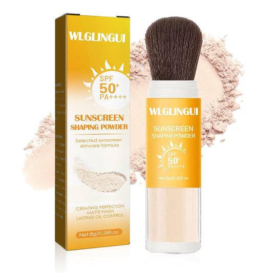 Mineral Sunscreen Setting Powder SPF 50++,Oil Control Long Lasting Matte Sunscreen Powder for Face,Natural Flawless Brush on Face Sunscreen Powder