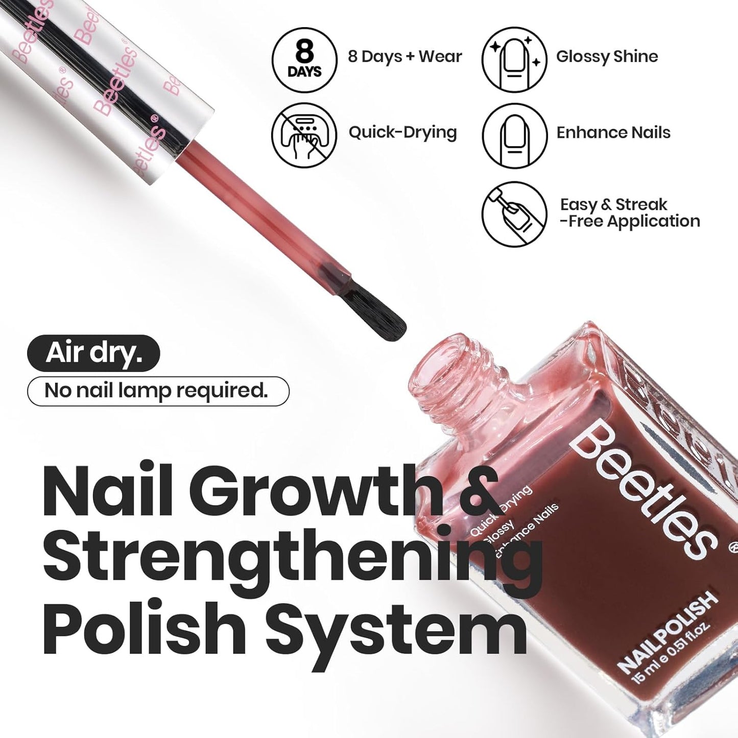 Beetles Jelly Nail Polish Set, 6 Colors Sheer Pink Nail Polish Long Lasting & Quick Dry Clear Jelly for Women, Pink Nail Strengthener Polish for Salon DIY Manicure Set