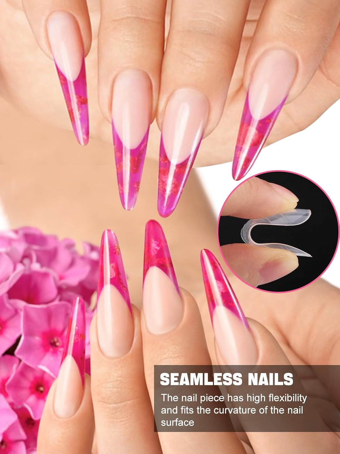 Nail Dual Forms for Poly Nail Gel EBANKU 120Pcs Stiletto Extension Gel Nail Molds Clear Acrylic Nail Tips, Full Cover Reusable Nail Forms for Builder Nail Gel Nail Art Design Salon&DIY