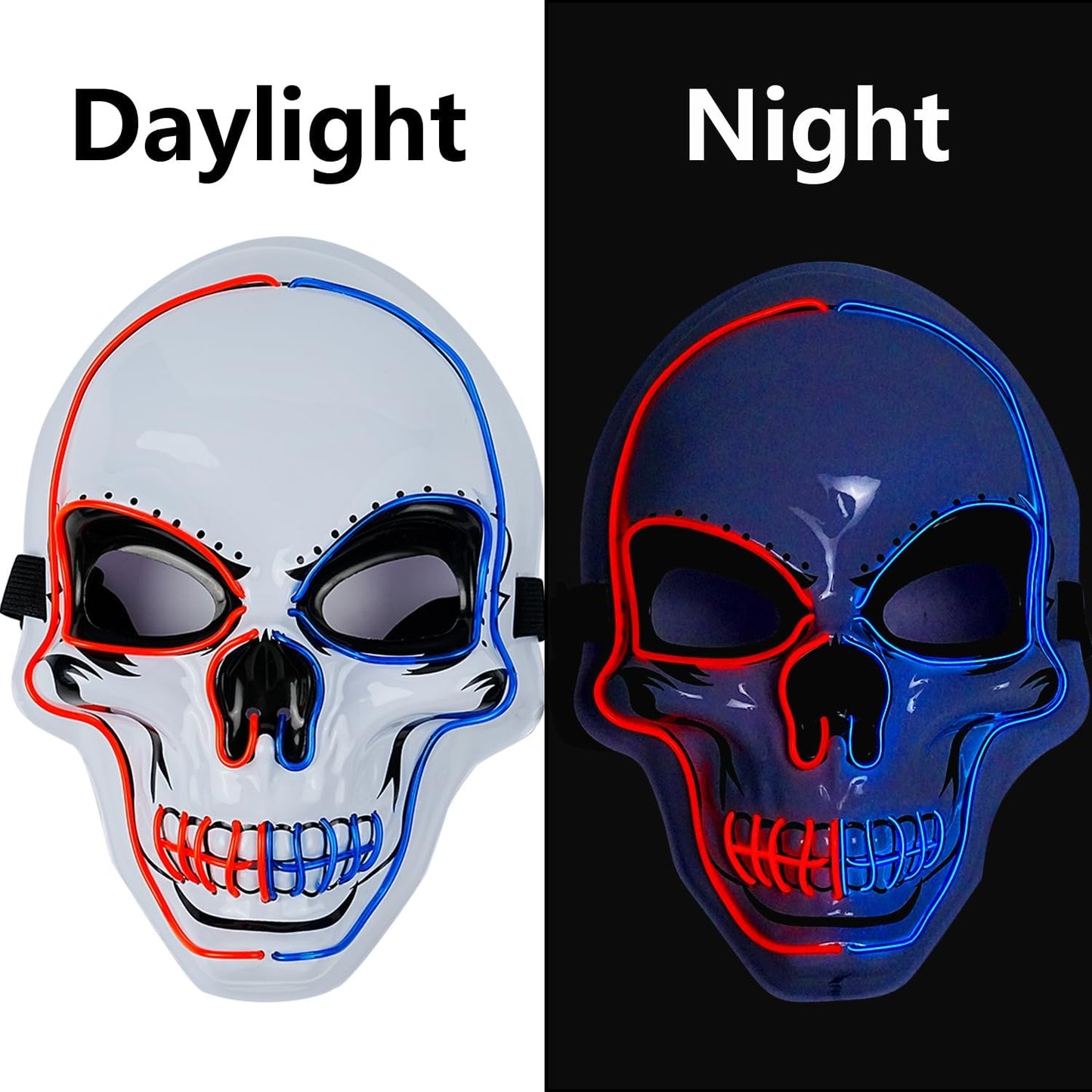 OceanWings Halloween Mask LED Light up Costumes Scary Mask for Party Supplies Favor