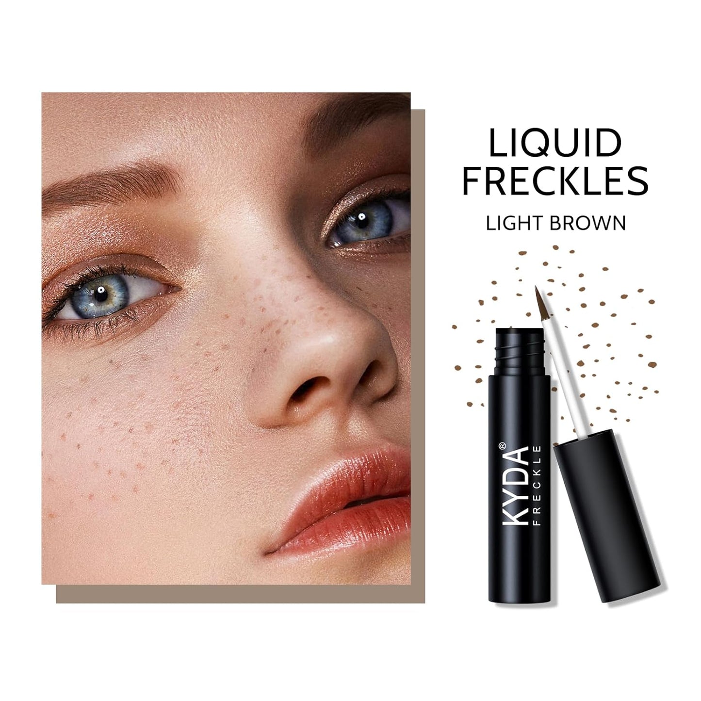 KYDA 2 Colors Liquid Freckle, Natural Freckle Makeup Pen, Longlasting Face Freckle Liquid Makeup, Soft Dot Sopt Pen Magic Freckle Color-Light Brown&Dark Brown