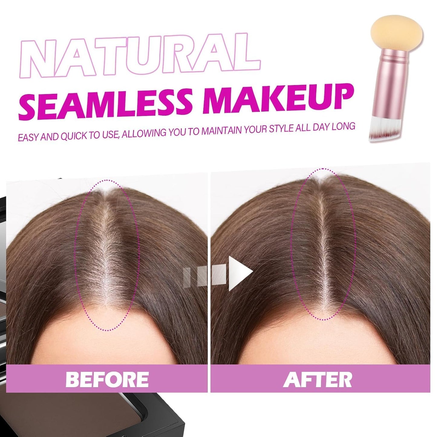 Acomler Root Touch Up Hair Color, Talc-Free Hairline Powder for Thinning, Root Touch Up Instantly Gray Hair Cover Up, Hair Powder for Women Men, Includes Makeup Brush (White, 0.42oz)