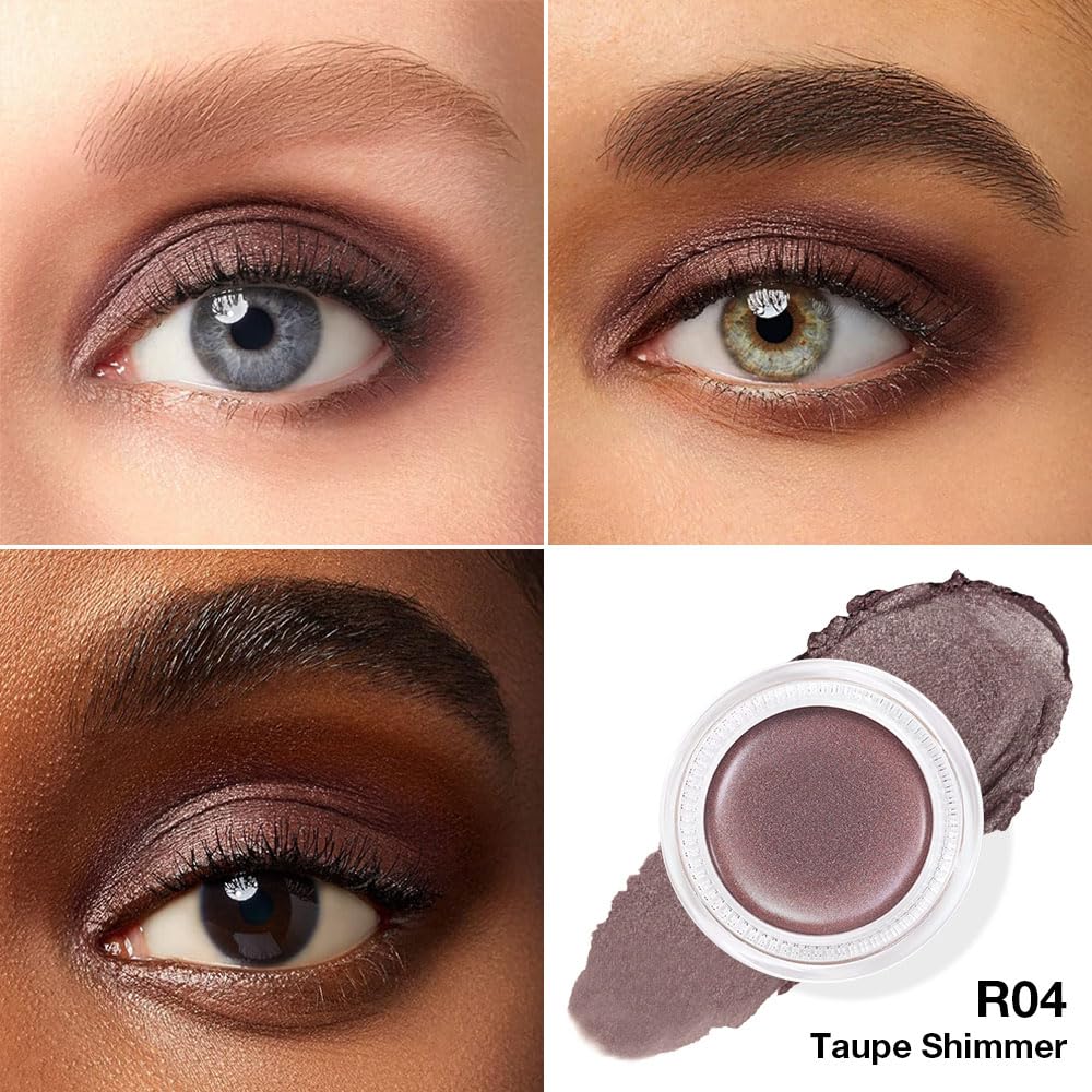 Kaely Single Cream Eyeshadow Pot, Taupe Shimmer Eye Shadow for Older Women High Pigmented Waterproof, Natural Eyeshadow Palette Makeup Brightener, sombras en crema para ojos, Blendable, R04