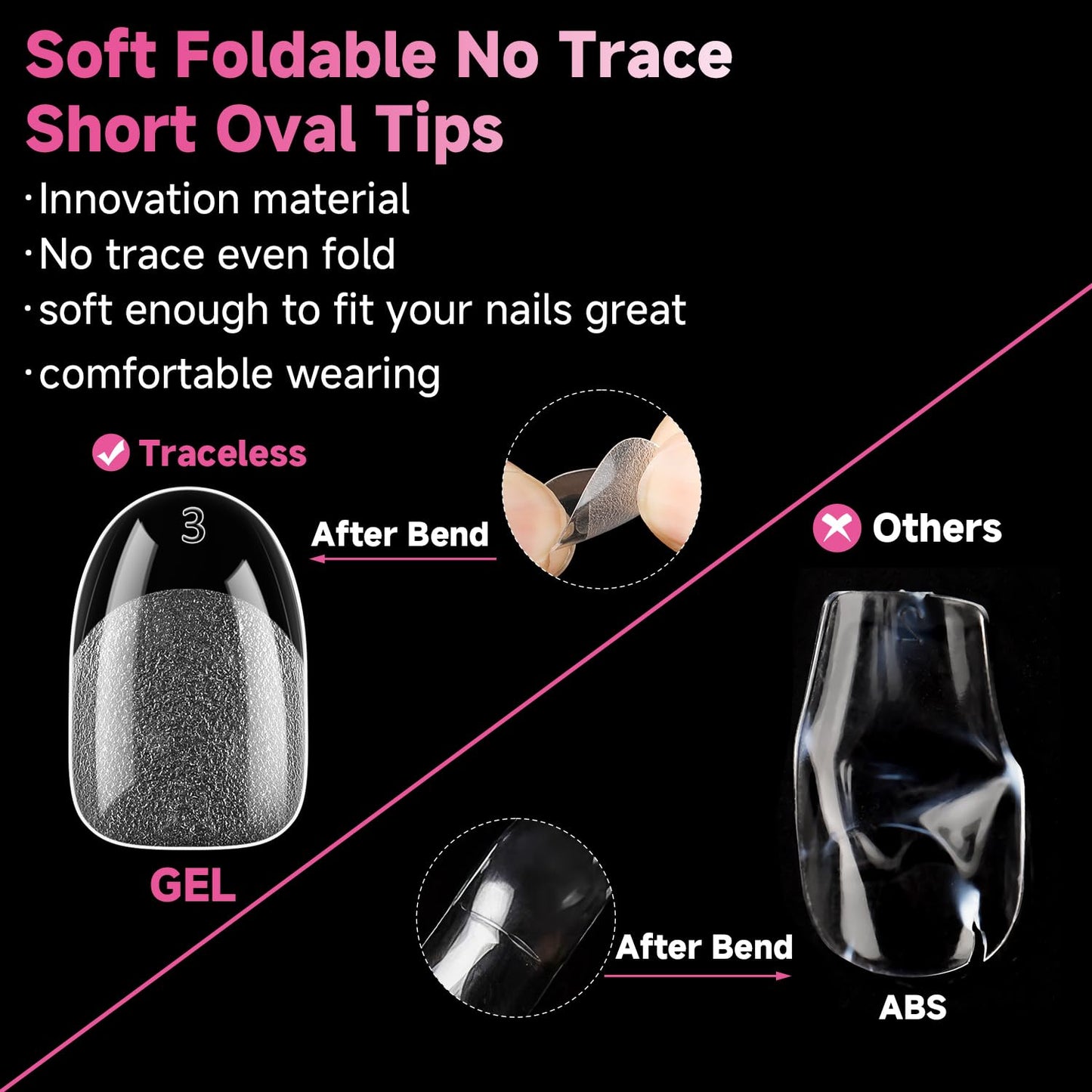 UNA GELLA Oval Gel Nail Tips, 312 Pcs Short Oval Round Nails Pre-Etched Half Matte Clear Acrylic Full Cover Press on Fake Nails No Filing Needed for DIY & Nail Extensions 12 Sizes