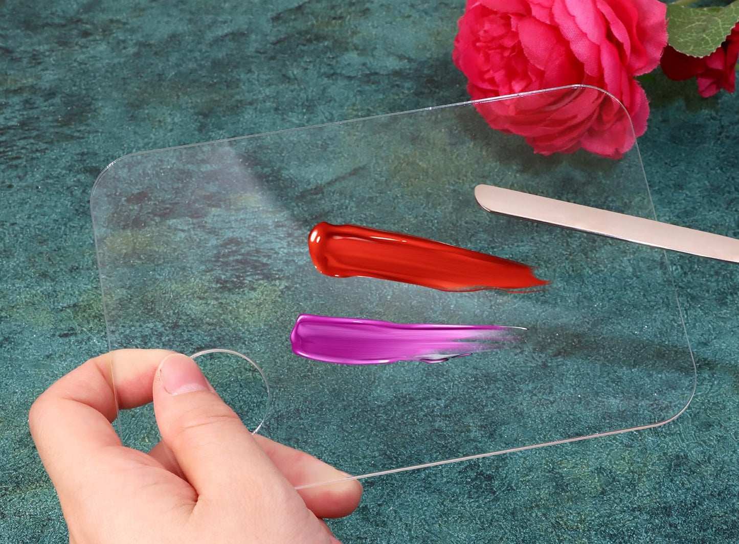 1set Plastic Makeup Mixing Palette and Spatula Cosmetic Palette Foundation Palette For Nail Art Eye Shadow Lipsticks Mixing Makeup Tools Makeup Applicator Kit (3.94x5.83inch)