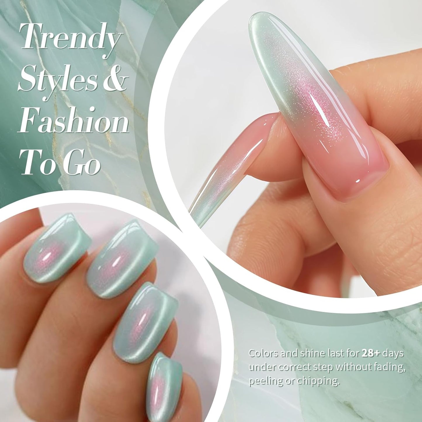 BORN PRETTY Cat Magnetic Eye Gel Nail Polish,Tuberose Green Magnetic Gel Polish Shimmer Magnetic Eye Gel Manicure Nail Art DIY 15ml