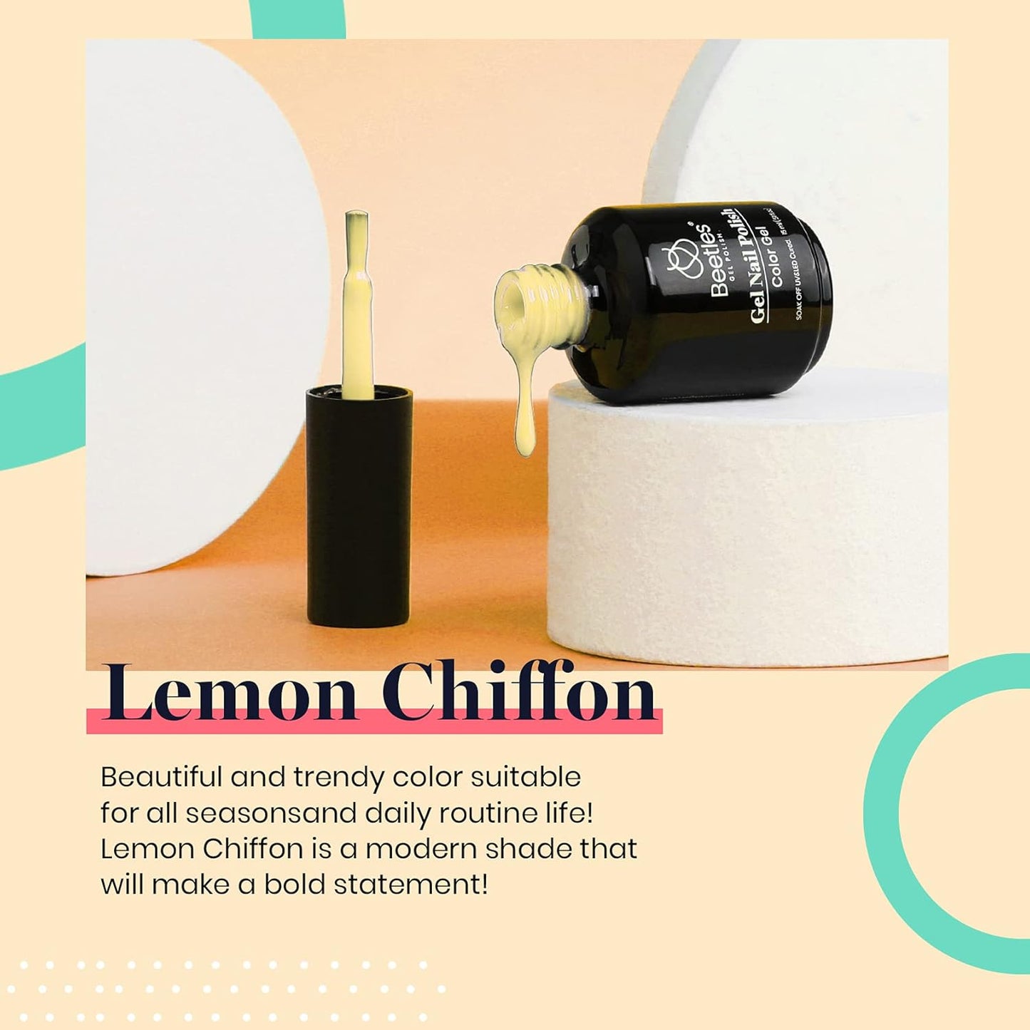 Beetles Pastel Gel Nail Polish 15ml Yellow Nail Polish Lemon Chiffon Cream Soak Off Uv Led Nail Lamp Nail Art Manicure Salon Diy Home Gel Colors Summer