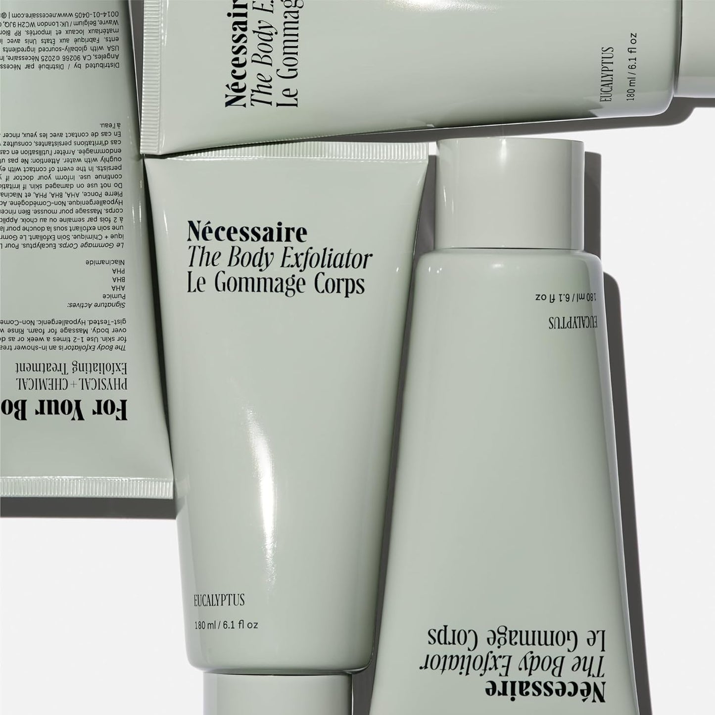 Nécessaire The Body Exfoliator. Eucalyptus. AHA/BHA/PHA. Resurface Skin. Smooth KP and Rough Patches. Hypoallergenic. Dermatologist-Tested. 180 ml / 6.1 fl oz