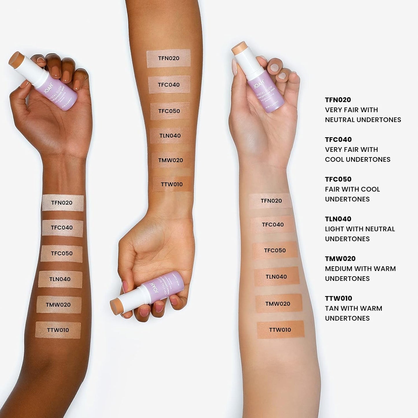 JOAH Crystal Glow Tinted Luminizer Stick, Multitasking Korean Makeup Highlighter and Bronzer Stick, Customizable Formula for a Natural Glow, Peptide Infused, Medium with Warm Undertones