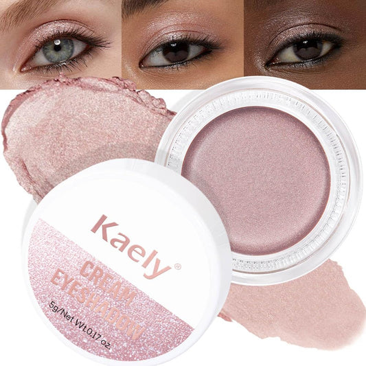 Kaely Single Cream Eyeshadow Pot, Champagne Shimmer Eye Shadow for Older Women High Pigmented Waterproof, Natural Eyeshadow Palette Makeup Brightener, sombras en crema para ojos, Blendable, 17