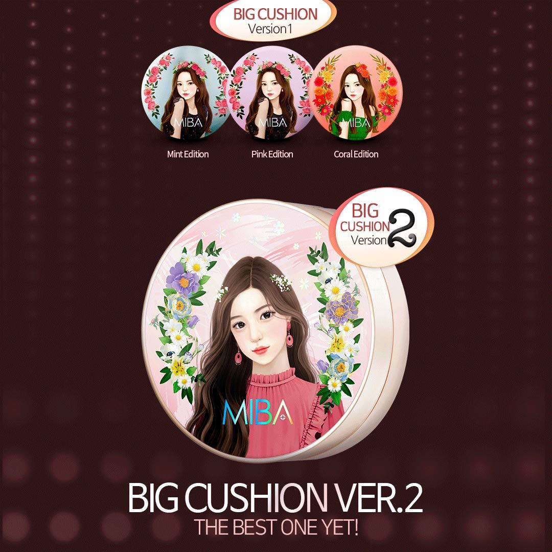 MIBA Ion Calcium Foundation Double Cushion RX 25 g / 0.88 oz Big Cushion SEASON2 Long Lasting Effect for Dewy Skin. Skin moisturizing. Skin tightening relief. Fine coverage. Smooth adhesion (No 23)