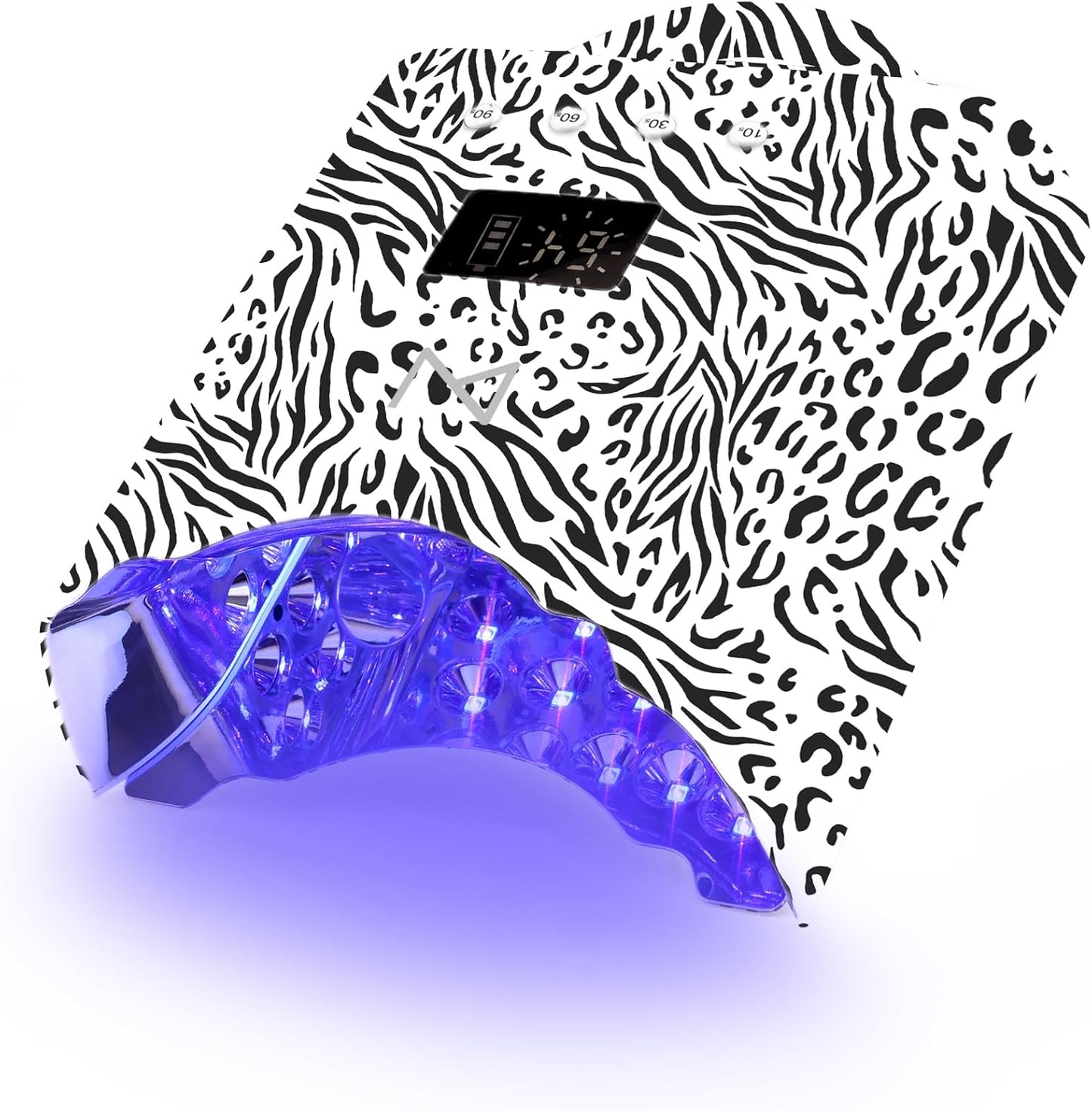 M - NEO Cordless & Rechargeable Nail Curing Lamp 78W with 4 LCD Time Display Timer, Auto Sensor, and Spacious Interior for All Hand Sizes and Nail Lengths (Zebra)