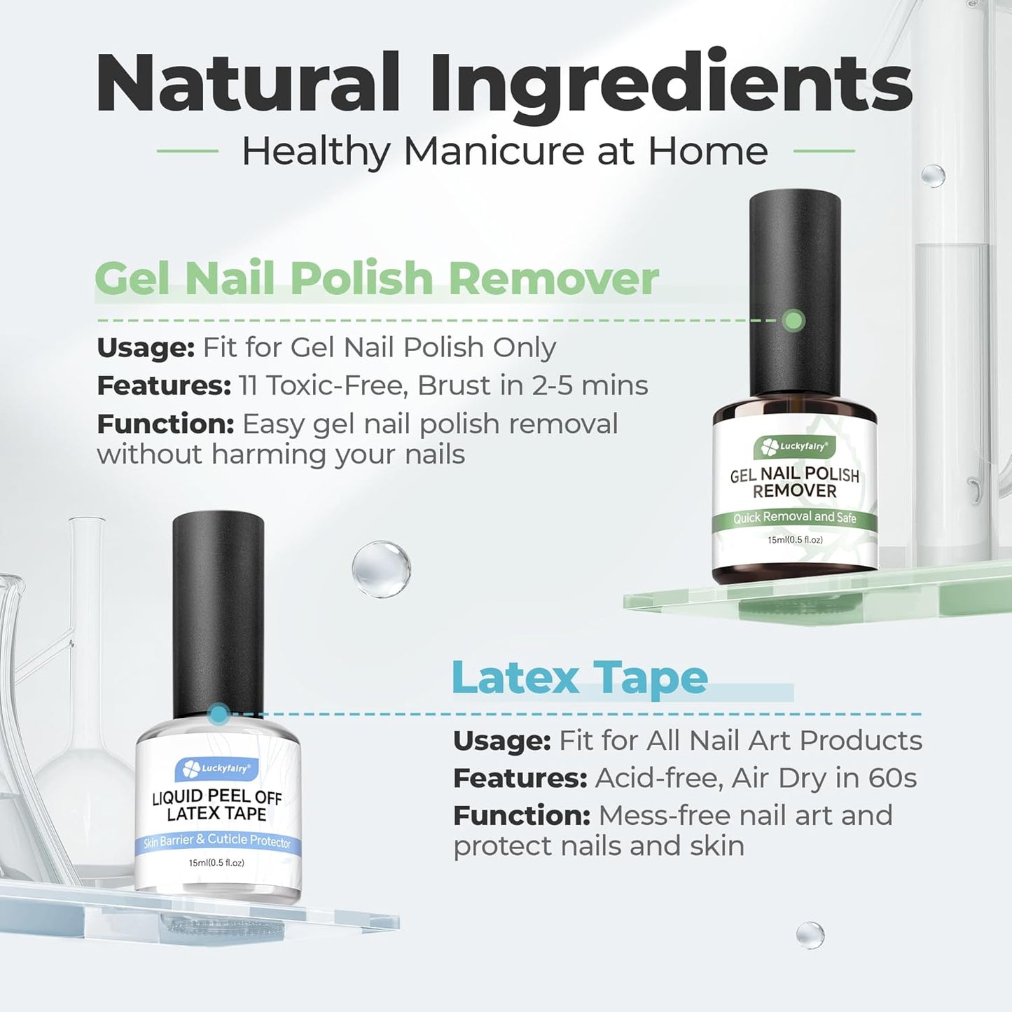 Gel Nail Polish Remover: 15ml Nail Polish Remover with Liquid Latex for Nails Peel off, Fast & Easy Remove Gel Polish in 2-5 Minutes, No Soaking or Wrapping, Cuticle Protectors