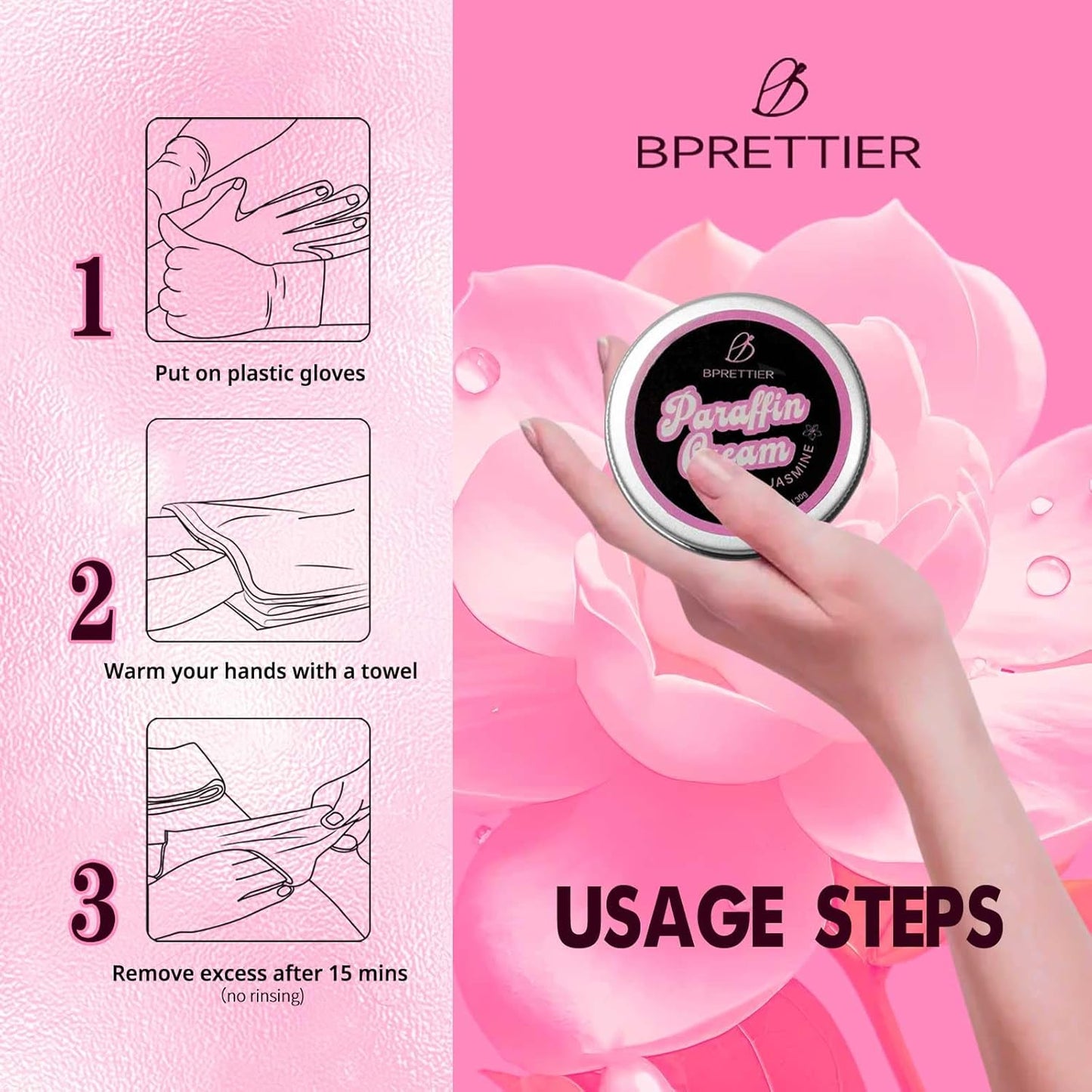 Cold Paraffin Wax Hand and Feet Nourishing Cream - No Heat Needed - Shea Butter Cuticle Care Balm - Jasmine Scent - at Home Spa Results Without Melting Kits