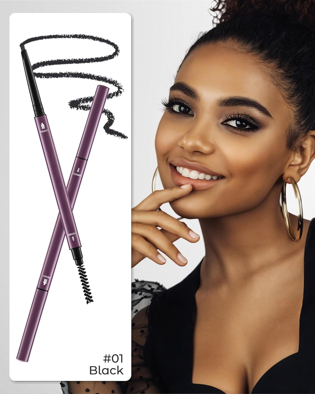 6Pcs Microblading Eyebrow Pencils Black Waterproof Eye Brow Pencil w/Eye Brow Razor & Scissors Kit 0.5mm Ultra-Fine Tip Creates Hair-Like Strokes for Women Effortless Natural Brows