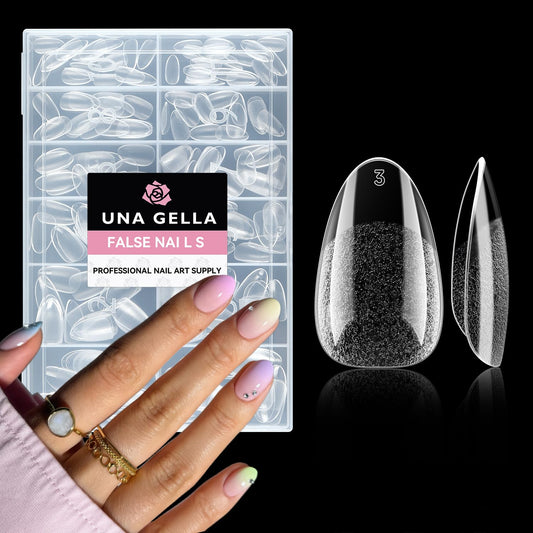 UNA GELLA Short Almond Round Fake Nails 216pcs Almond Press on Nails Pre-Shape Oval Gel Nail Tips for Full Cover Acrylic Short Round Nails for Nails Tips Extension 12 Sizes