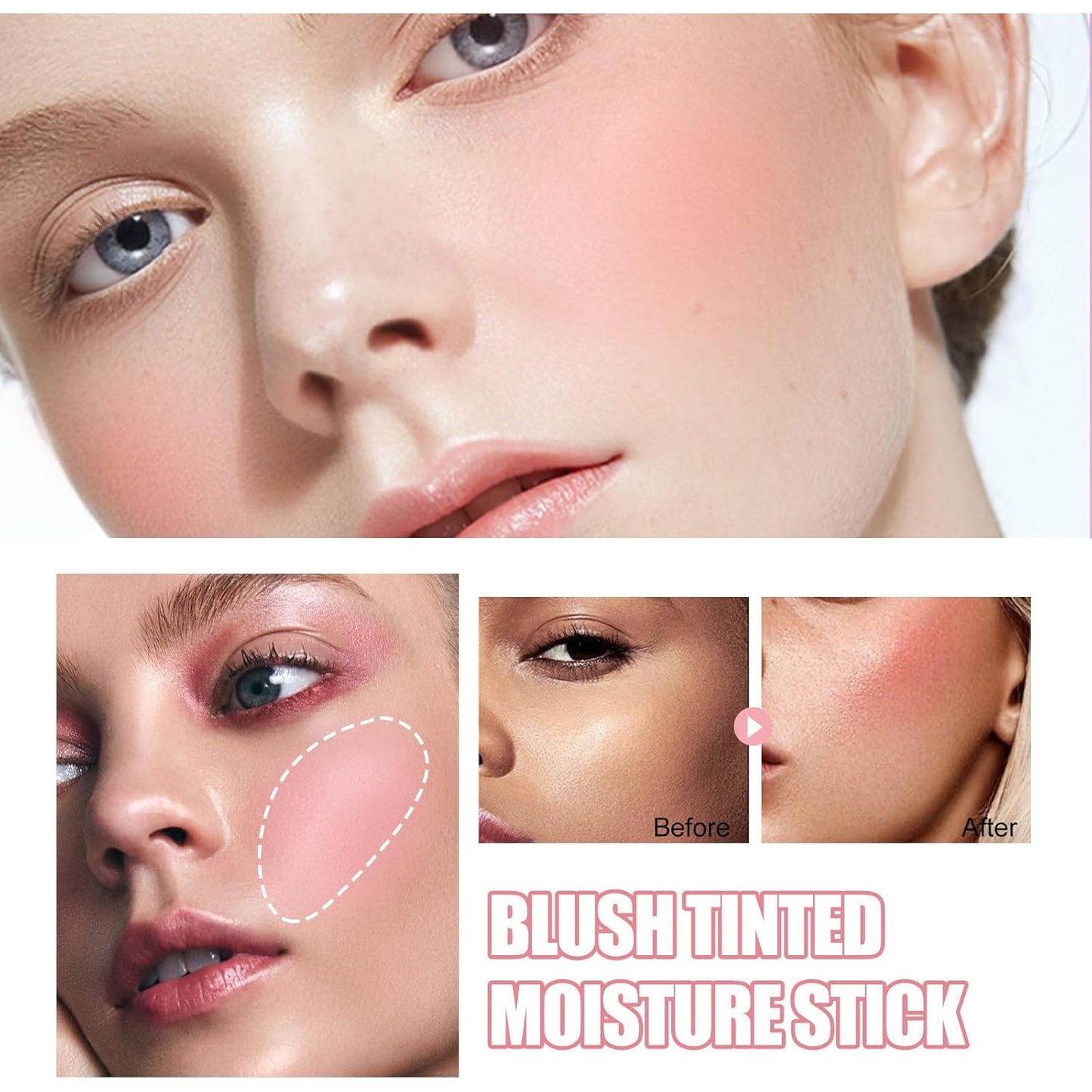 Blush Rare Beauty Liquid Blush Stick Cream Blush Natural Waterproof Long Lasting Powder Blusher,On The Go Blush Brushes For Makeup Cheeks,Suitable For All Skin Types (pink)