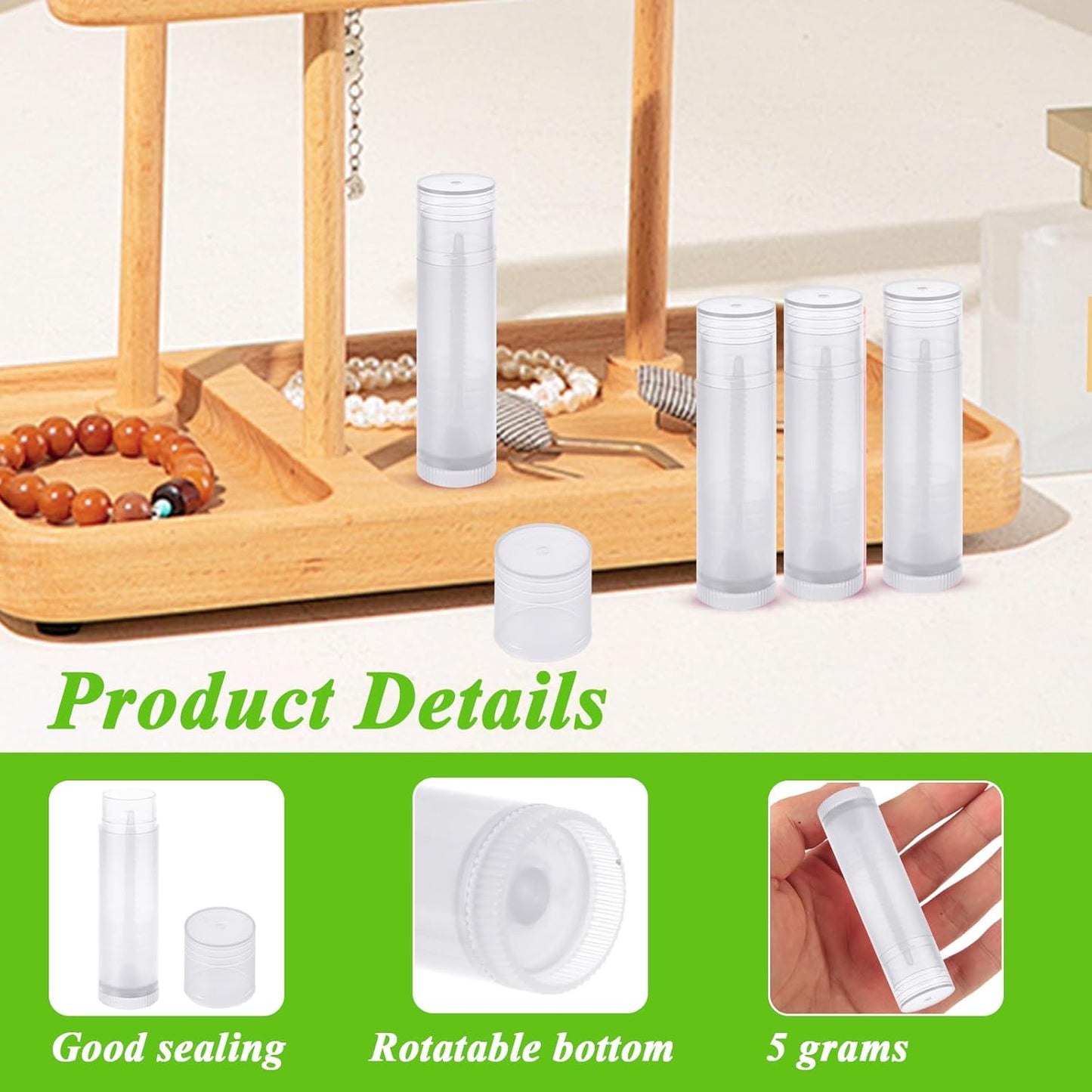 200PCS Plastic Lip Balm Tubes 5ml/5g Clear Lip Balm Containers with Filling Tray and Spatula, Rotating Type Refill Lip Chapstick Tubes Empty with Cap for DIY Make Up Lip Balm