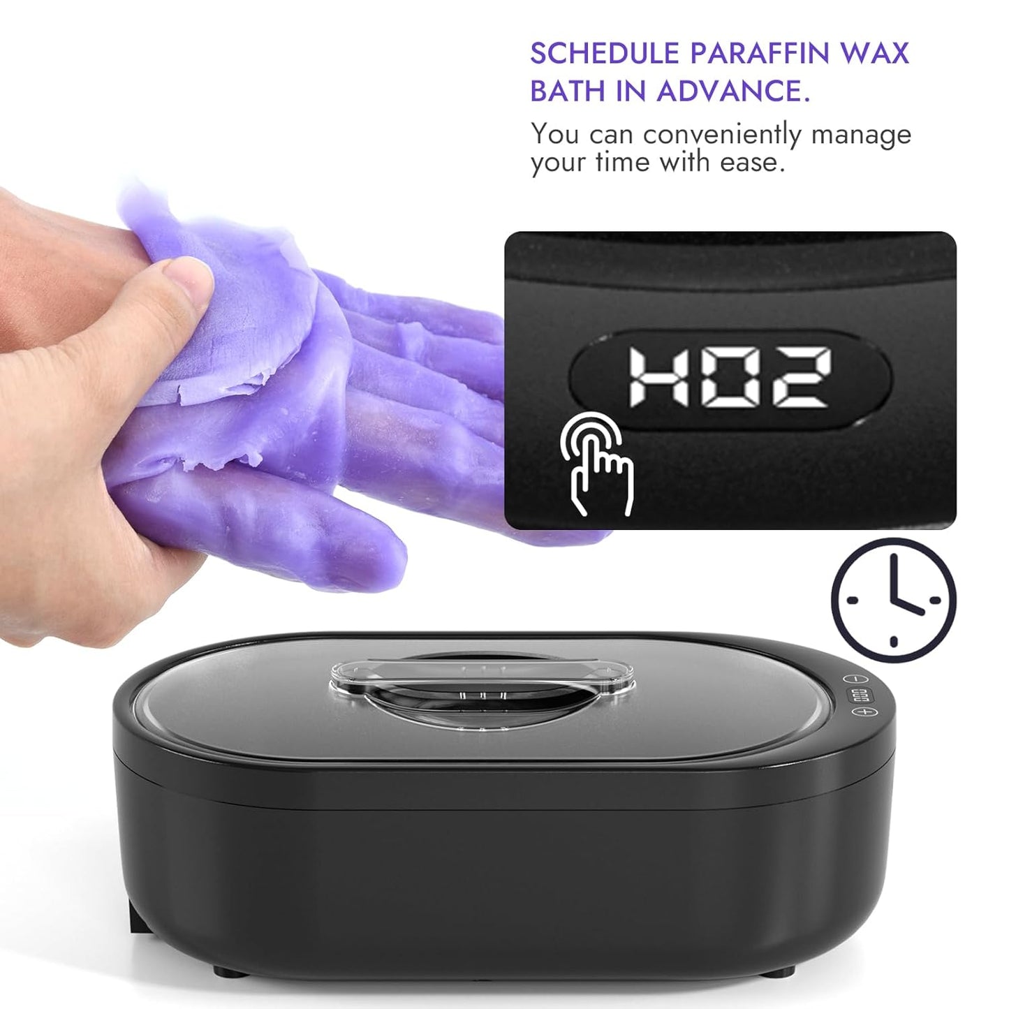 Small Paraffin Wax Machine for Hands - Small Size Hand Wax Paraffin Machine 2000ml With 3 packs of Paraffin Wax Kit Digital Display Screen for Paraffin Bath
