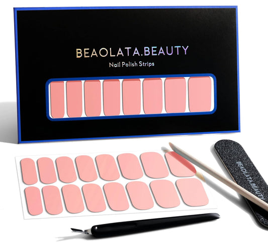 Nail Polish Strips, 32PCS Salon Quality Wraps, Long Lasting Gel Nail Stickers for Women Easy Apply& Remove (Rose Pink)