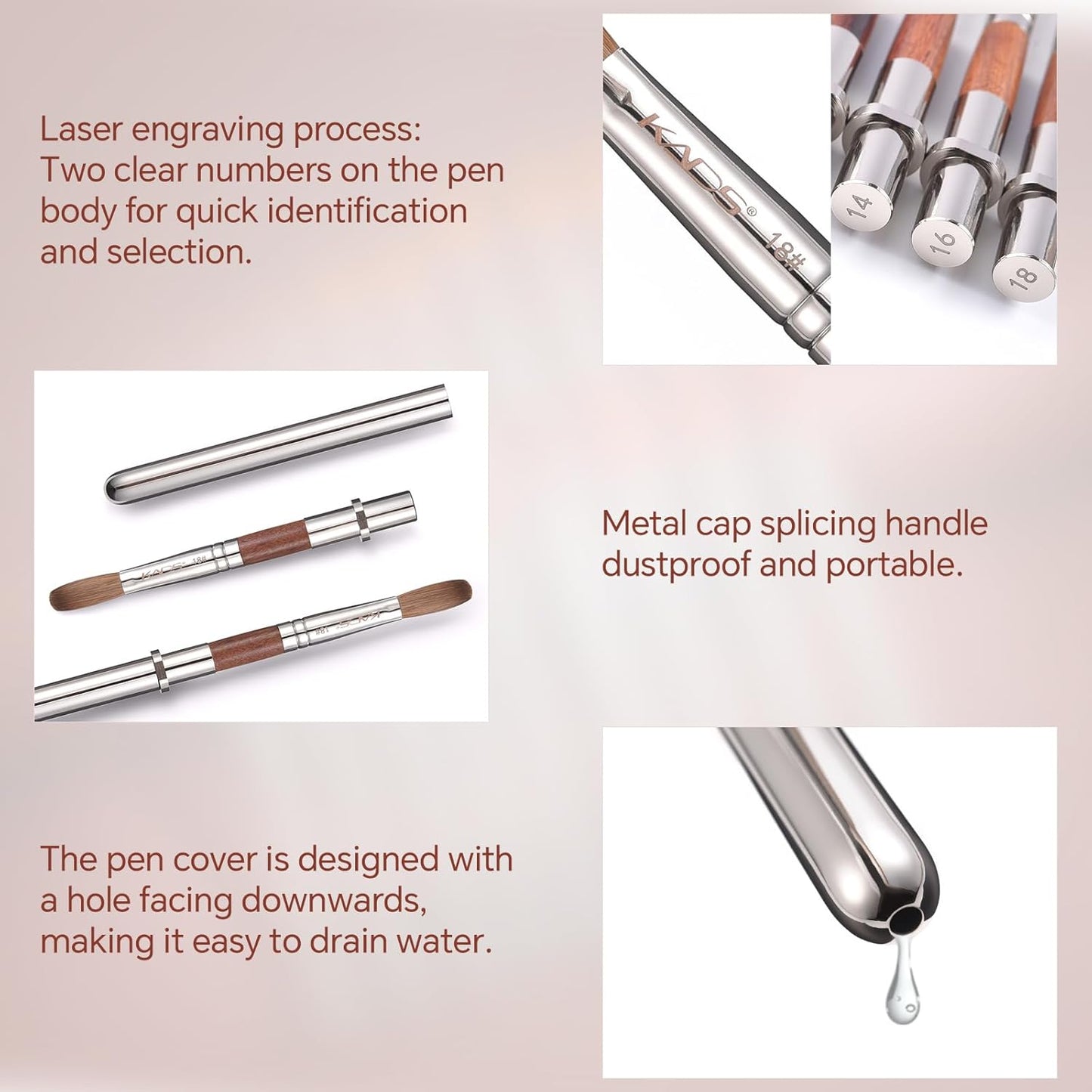 KADS Acrylic Nail Brush with Penholder Nail Brush for Acrylic Application-Oval Shaped Powder Nail Design Tools for Professional Manicure DIY Home Salon (10#)