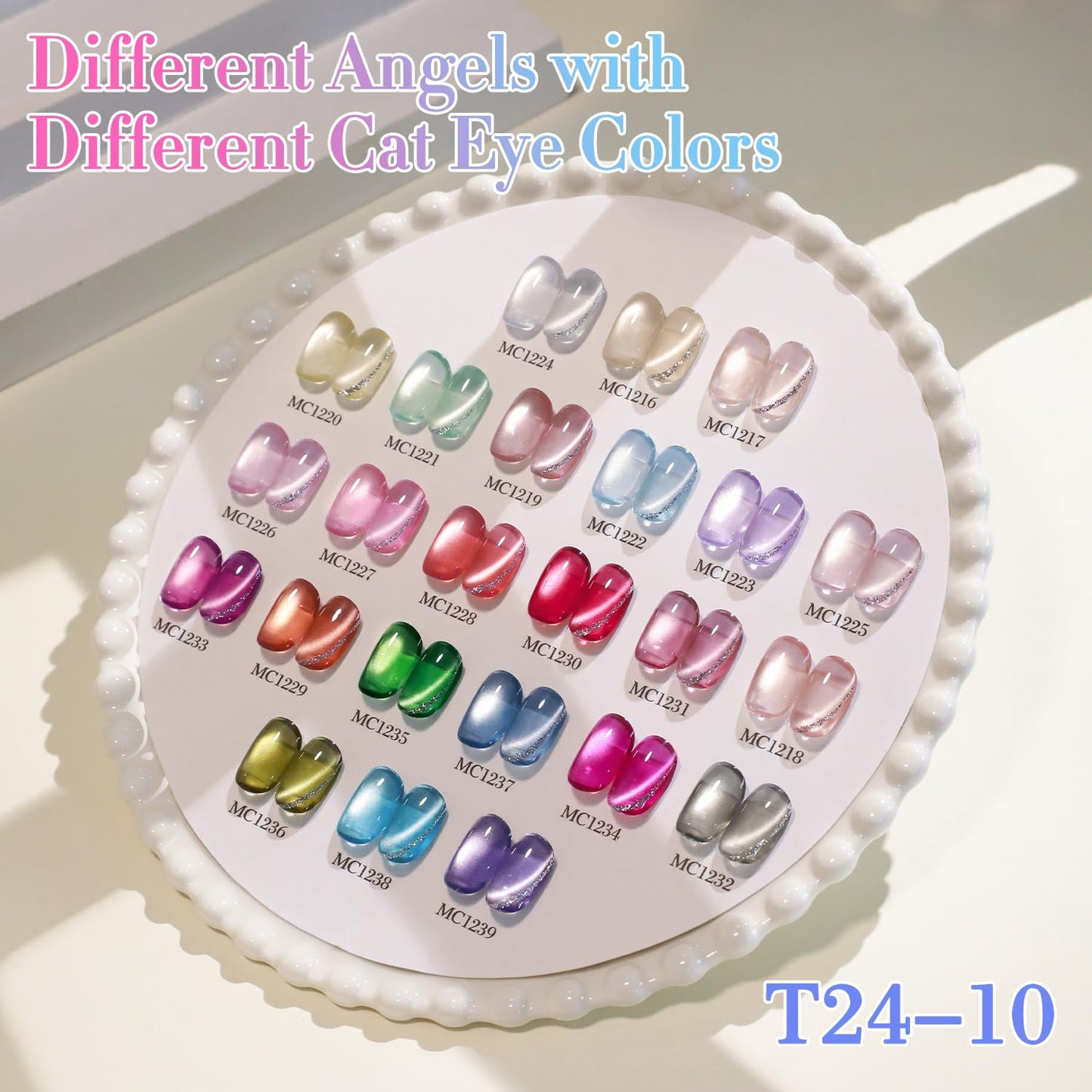 Double Rhythm 28Pcs 0.5Oz Glass Cat Eye Gel Nail Polish Set Same Color Same Bottle Soak Off Magnetic Jelly Gel Polish Kit Nail Art Manicure Salon DIY at Home (Nude Pink Blue Green-T24-10)