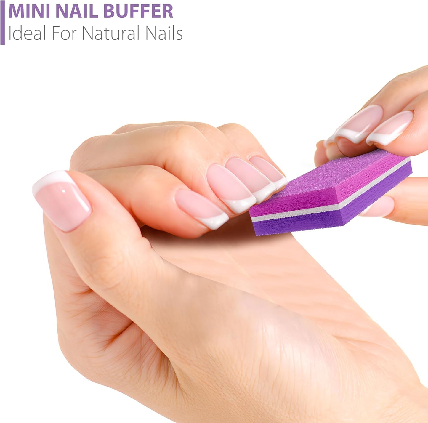 Moray Nail Buffer, Buffer Block Nail File 100/180 Grit, Mini Nail Buffers Block Sponge Double Sided Nail File for Acrylic Nails Manicure Tools 50PCS (Pink-Purple)
