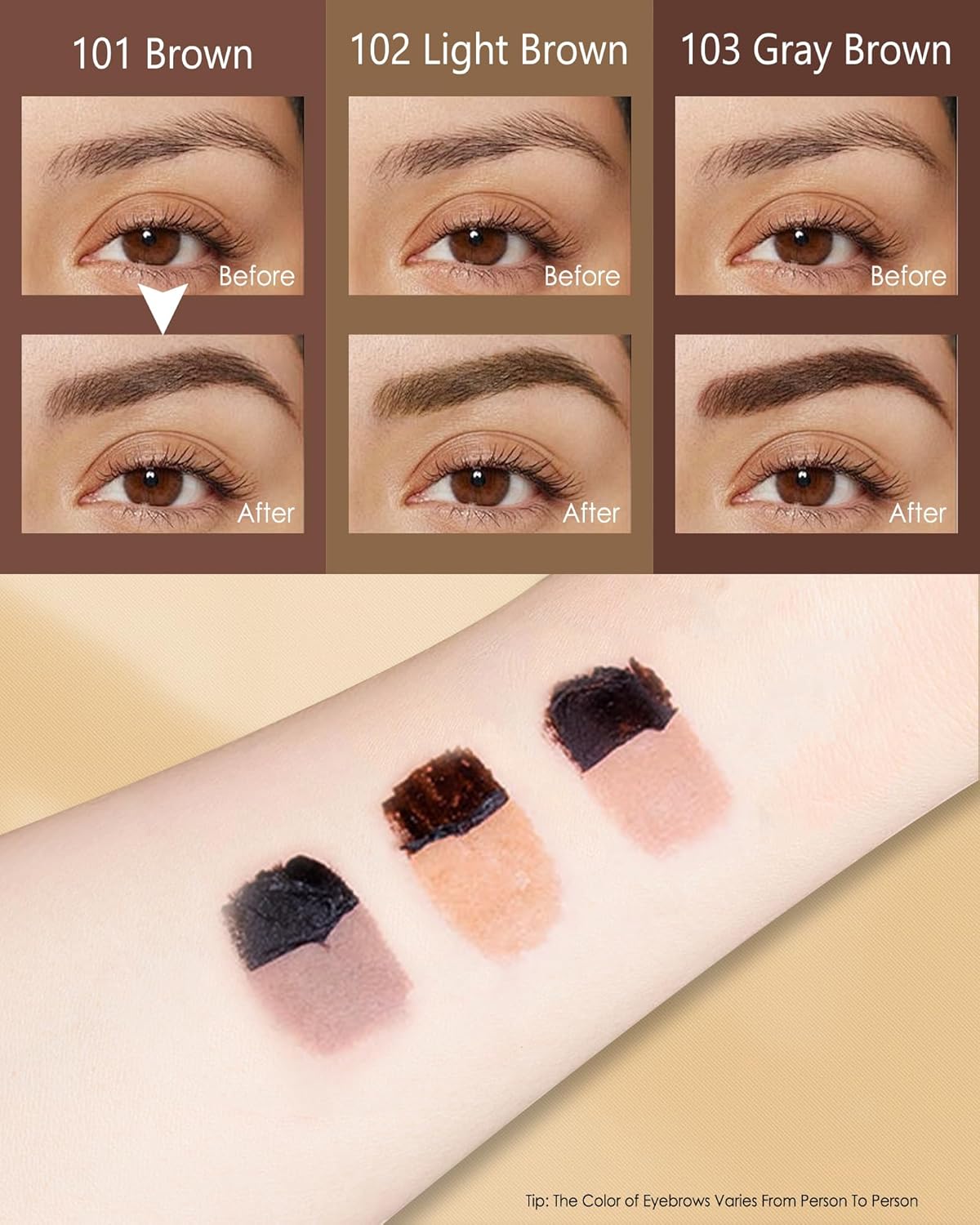 Eyebrow Gel Peel Off, 2Pcs Light Brown Tattoo Eyebrow Gel Easy Peel Off, Long Lasting Waterproof Eye Brow Tinting Dye, Tattoo Brow Tint Stain Peel-Off Kit for Eye Makeup,Thanksgiving Gift for Women-02