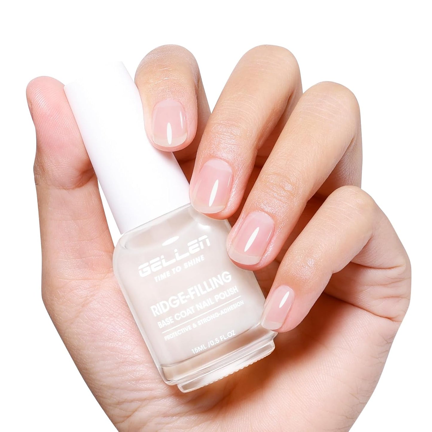 GELLEN Tinted Milky White Ridge Filler For Nails, Clear Nail Polish Ridge Filling Base Coat, Nail Strengthener and Growth, Hydrate Strengthen Nourish Damaged Dry Nails, Shea Butter & Vit E & Protein