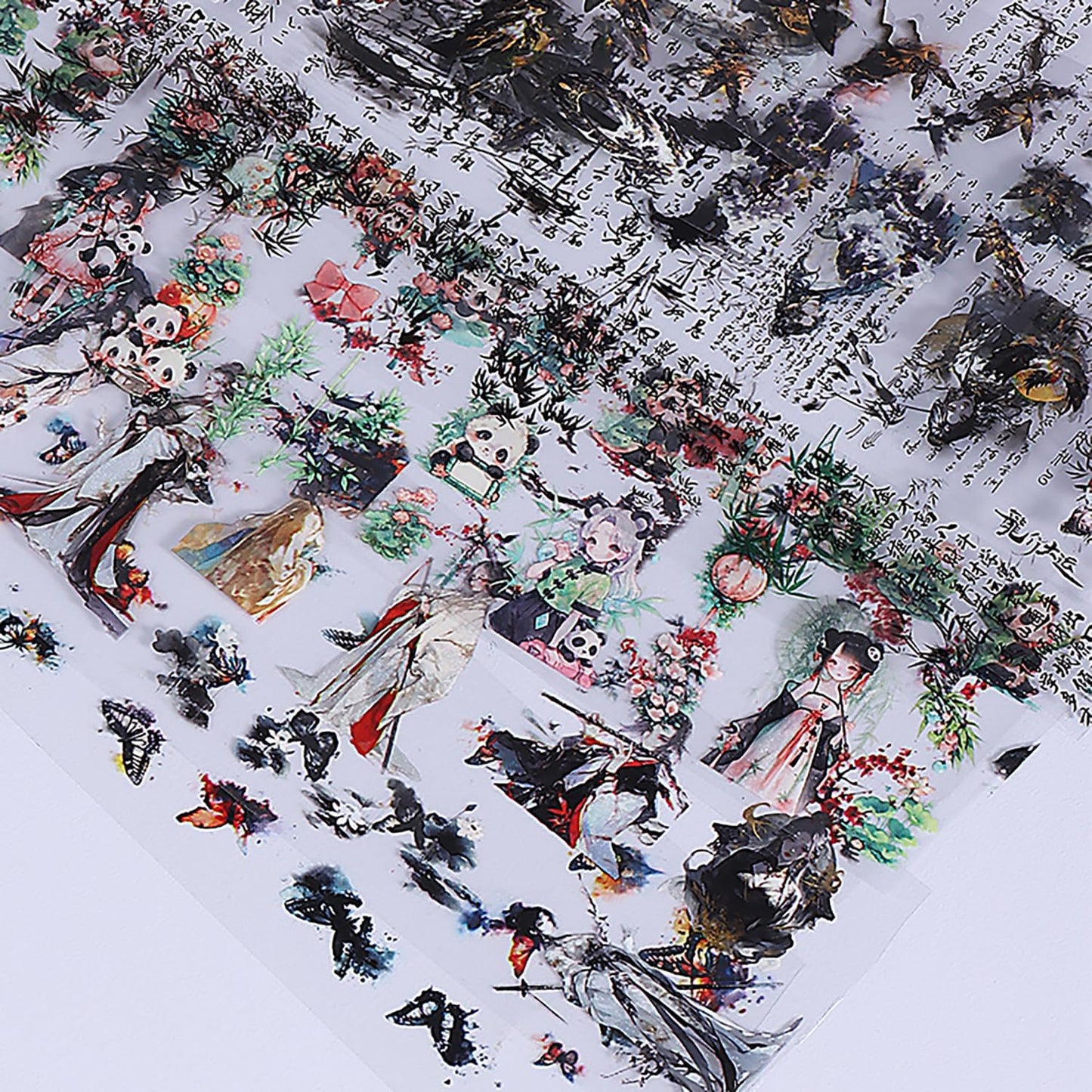 10 Rolls Nail Foils Transfer Nail Art, Chinese Style Nail Foil Transfer Stickers Self Adhesive Nail Art Supplies Decals Cute Panda Manicure Accessories Fall Winter Nail Decorations for Women