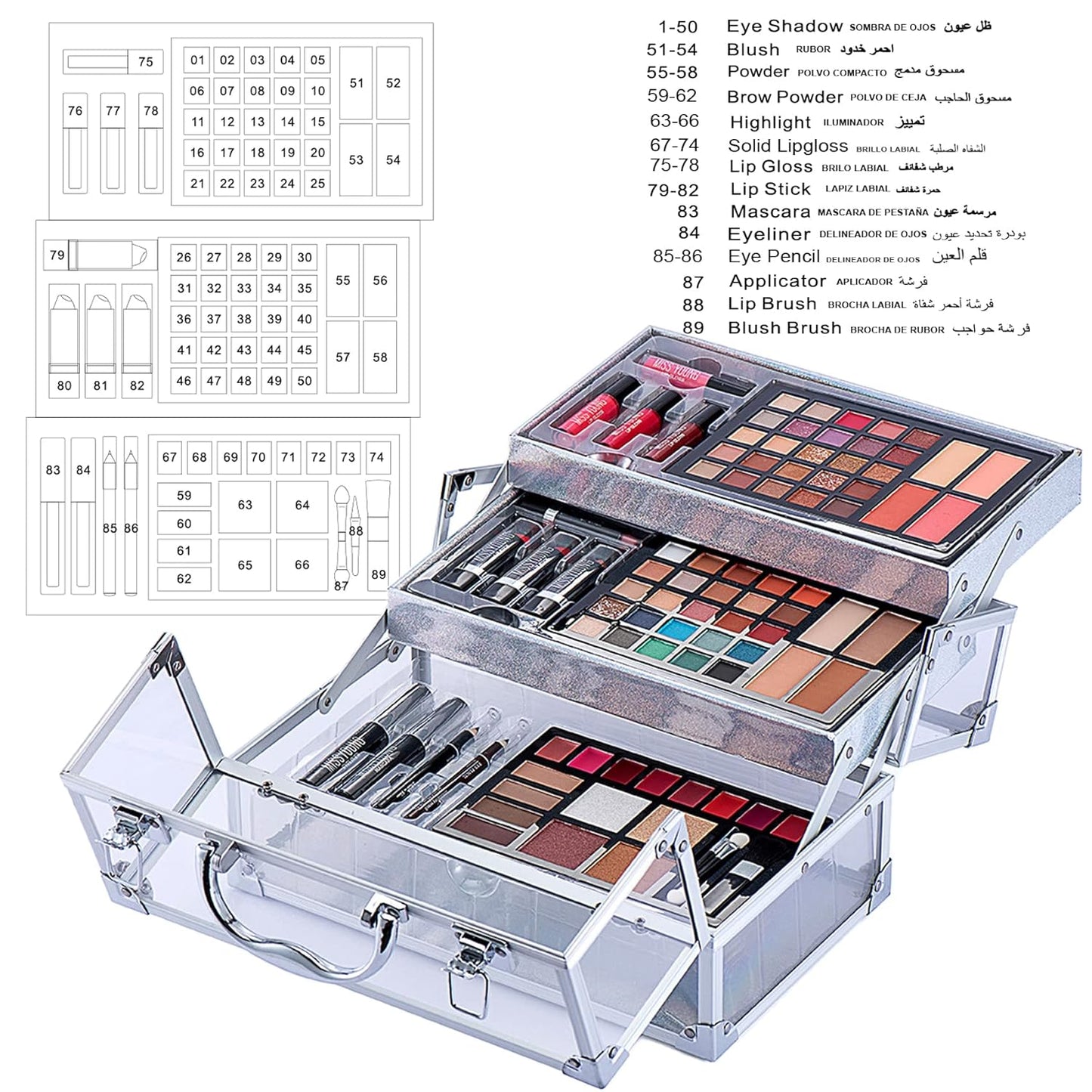 74 Colors Makeup Kit All-in-one Makeup Set, Cosmetic-Gift for Women -Include Makeup Brush Set, Eyeshadow Palette, Brow Powder, Eyebrow Pencil, Lip brush -(Multicolor 102)