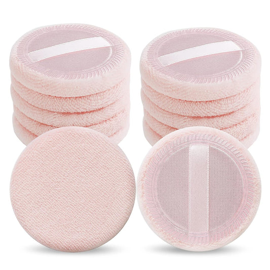12PCS Makeup Powder Puffs Pink Cotton Powder Puffs Round Powder Puff for Makeup Face Powder Velour Puffs for Loose Powder Washable(pink