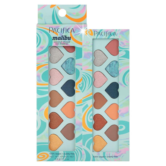 Pacifica Eyeshadow Palette – Malibu Mineral Eyeshadow, Blendable Neutral Shades with Velvet Matte, Shimmer & Metallic, Cocoa Butter Infused, Talc-Free, Vegan & Cruelty-Free, 0.24 oz (10 Shades)