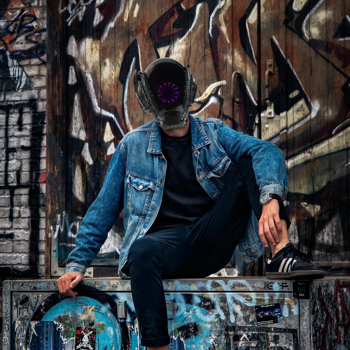 Punk LED Mask, Eye of the Abyss Design, Futuristic Mask Helmet, Perfect for Halloween Party, Cosplay