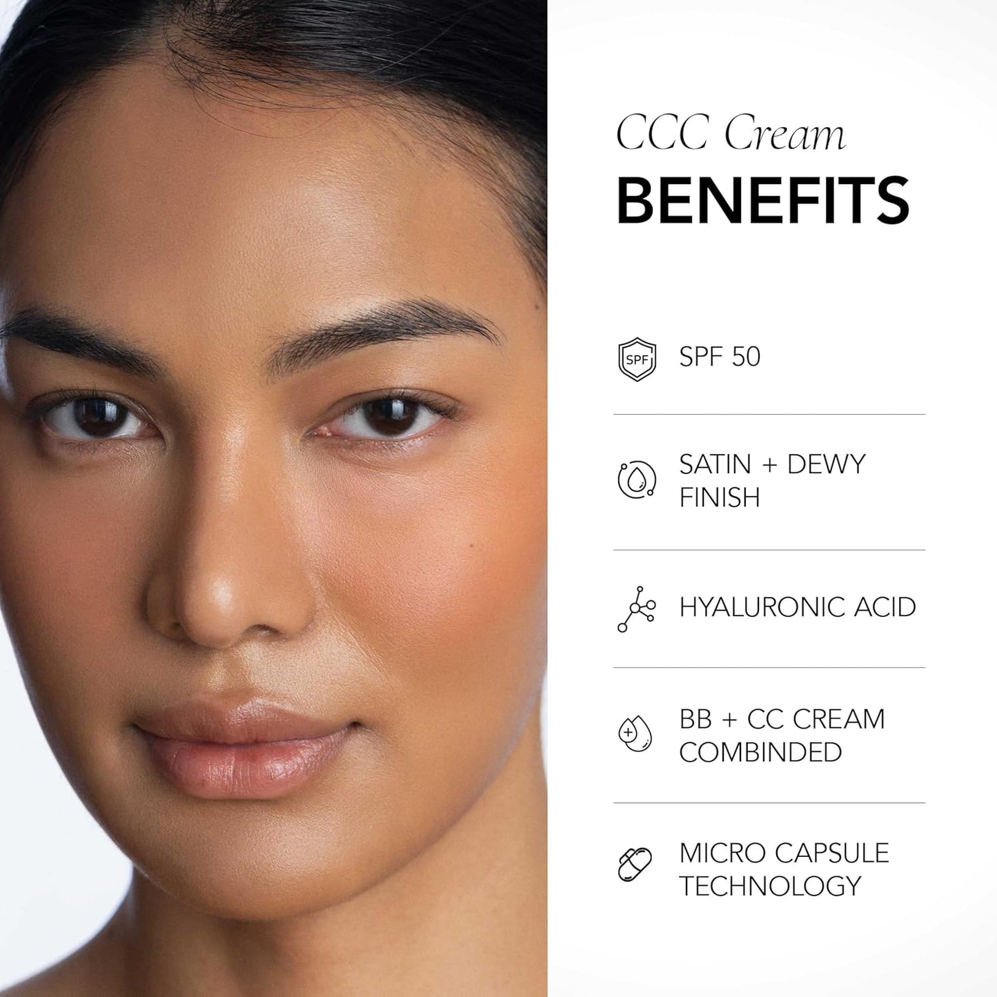 CLE Cosmetics CCC Cream (Warm Medium 303 / SPF 50) - Color Correcting Hybrid CC Cream with Sunscreen - Lightweight, Hydrating, Light to Medium Coverage Foundation - 1 fl oz