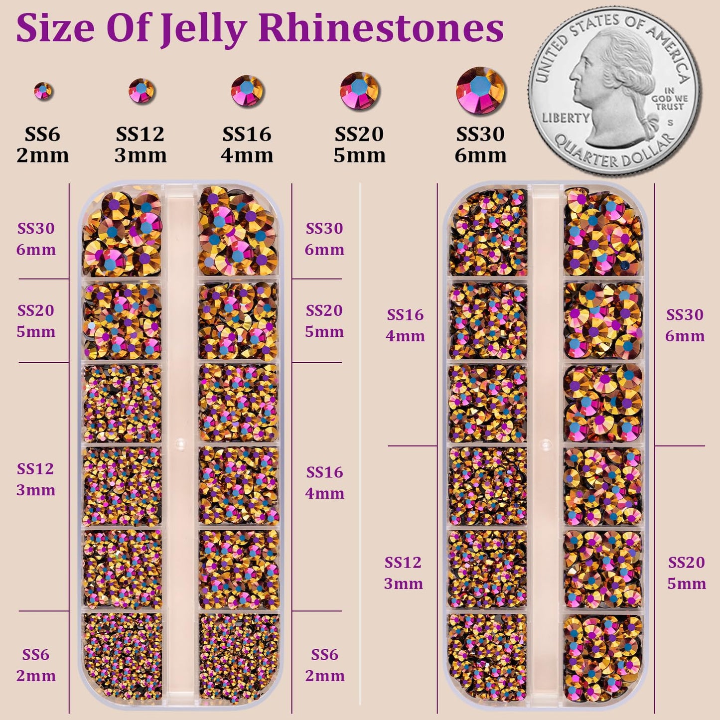 Resin Jelly Rhinestones for Crafting with B7000 Jewelry Glue, 2 Boxes Gold Rose AB Flatback Crystals with 3Pcs 10ml Glue, Bedazzling Non Hotfix Gems for DIY Tumblers Clothing Shoes Manicure