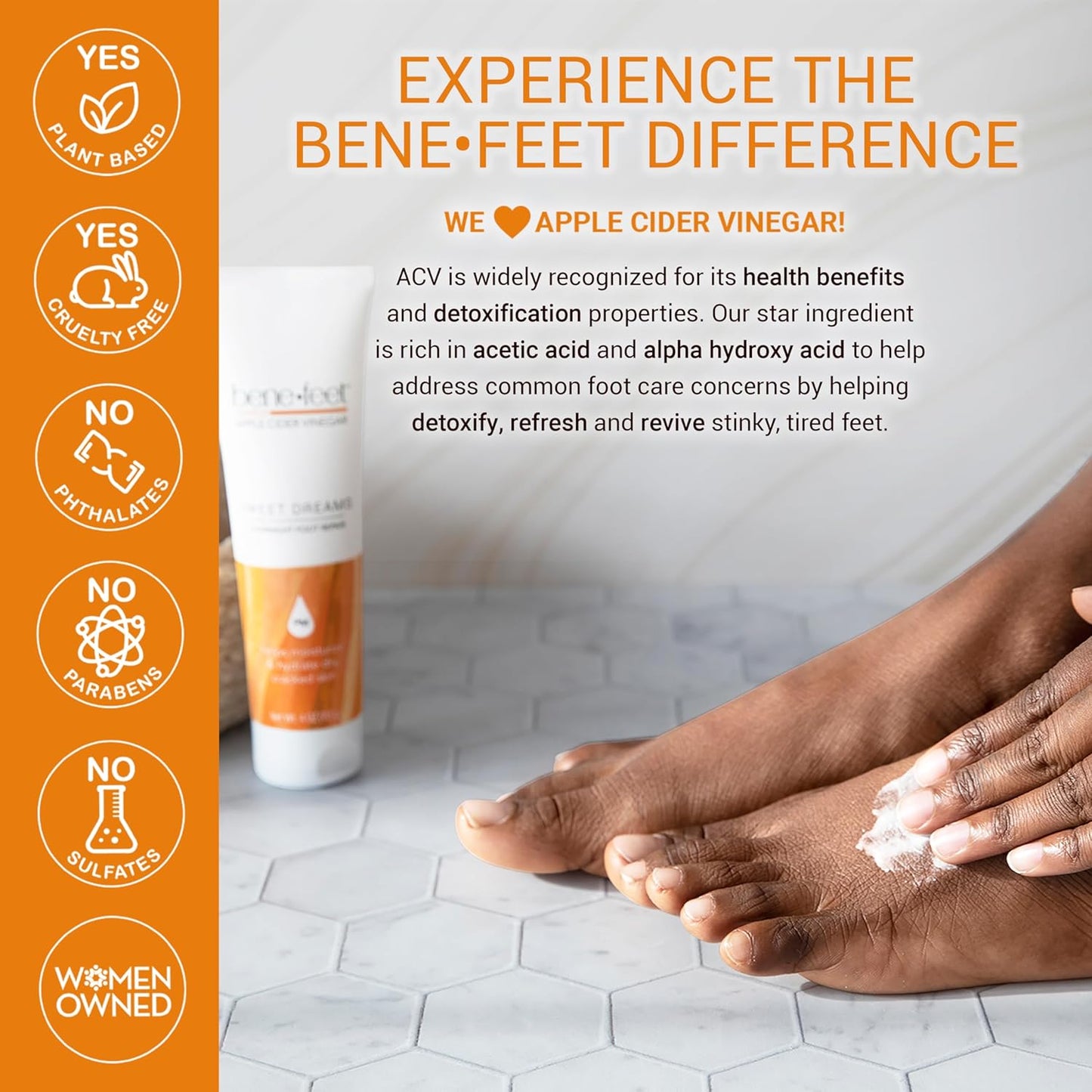 Benefeet Sweet Dreams Overnight Foot Repair - Night Cream for Detox, Moisturize & Soften Dry Cracked Skin, With Apple Cider Vinegar, Turmeric & Borage Oil, 4oz (3 Pack)