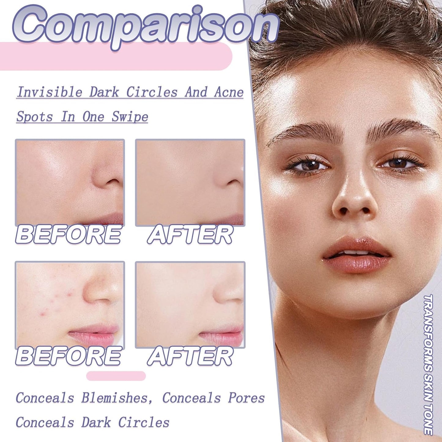 2PCS Tri Color Corrector Face Concealer Palette Set with Brush,Moisturizing Long Lasting Waterproof Color Correcting Concealer Full Coverage Cream Contour Foundation Makeup Palette Kit