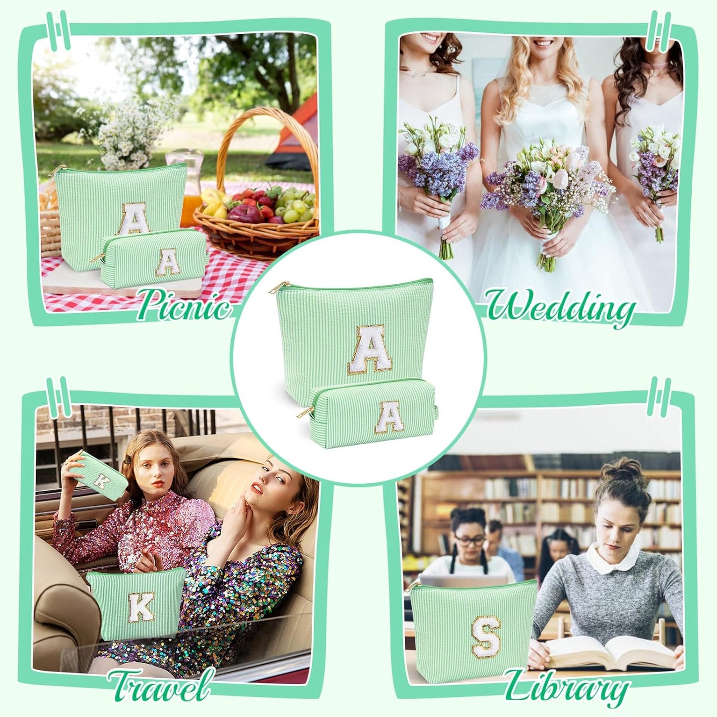 YOOLIFE Tween Girls Trendy Stuff - Gifts for Women: Birthday, Graduation, Mothers Day, Bridesmaid, Teacher, Sister; Initial Makeup Bag - Cosmetic Travel Bag