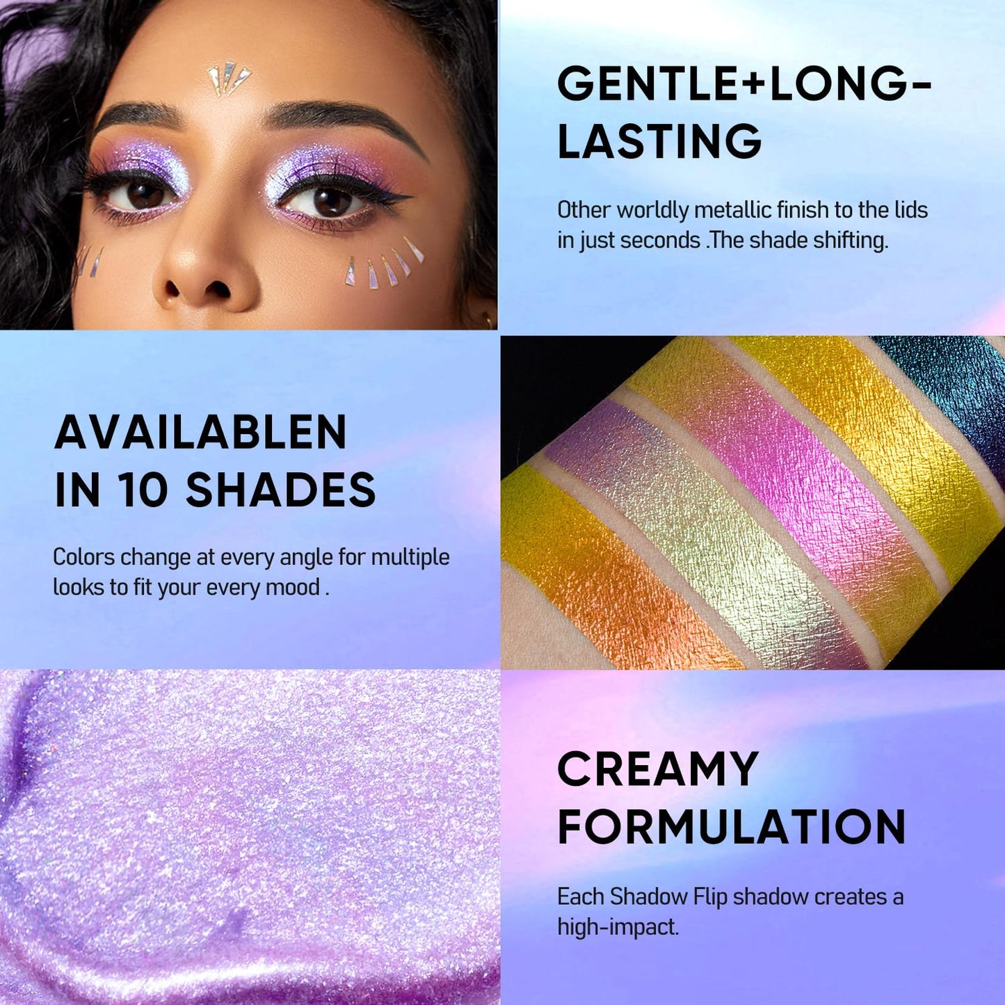 MAKI YIKA 3Pc Glitter Eyeshadow Liquid Multichrome Eyeshadows Long Lasting, Metallic Chameleon Eye Shadow Smudgeproof Holographic Eye Topper Glitters (#1+6+7)