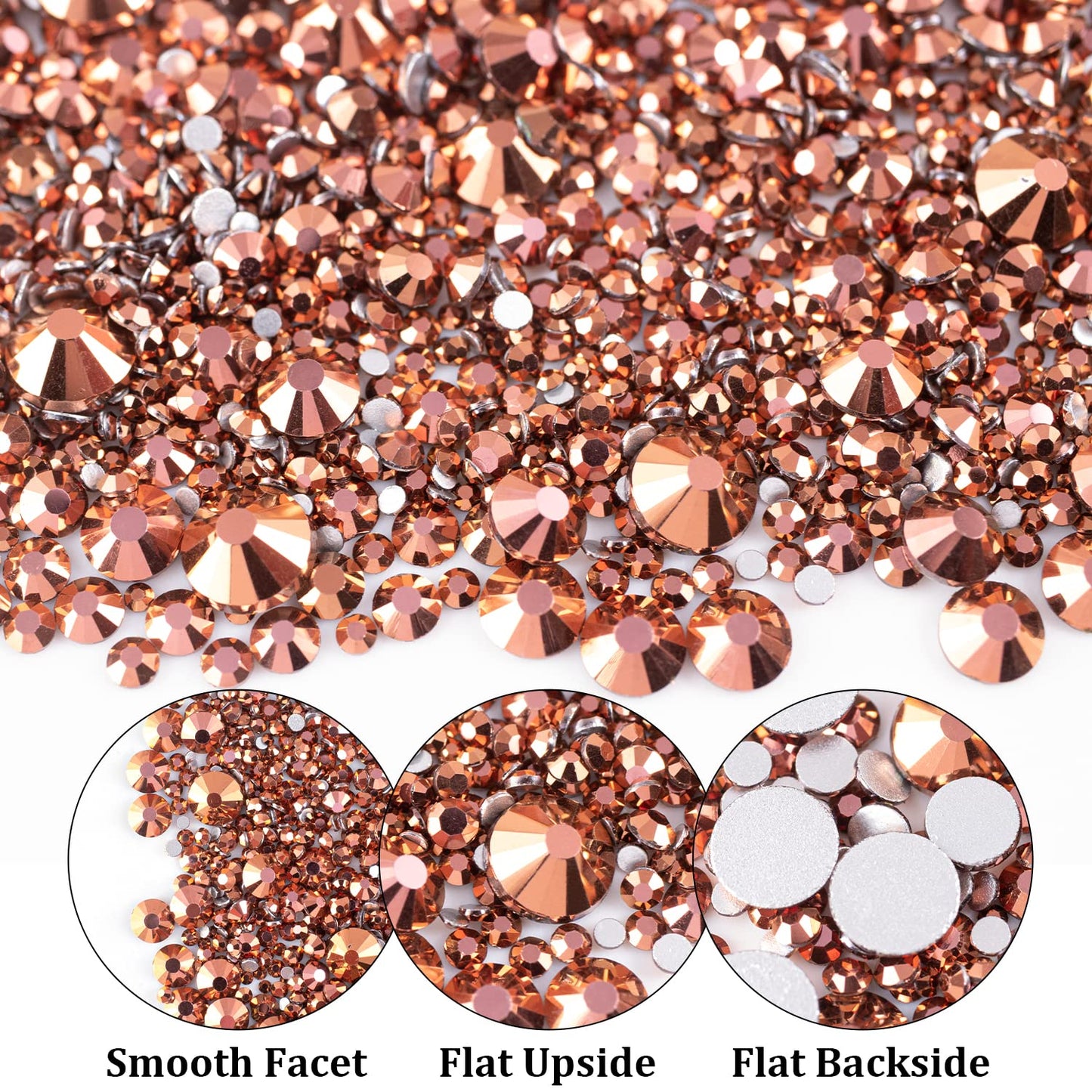 Two Packs of Flatback Rhinestones 4520 Pcs Colorful Nail Art Rhinestones Flatback Crystal Colorful+Rose Gold Rhinestone with Picker Pencil and Tweezer for Nail Art and Decoration