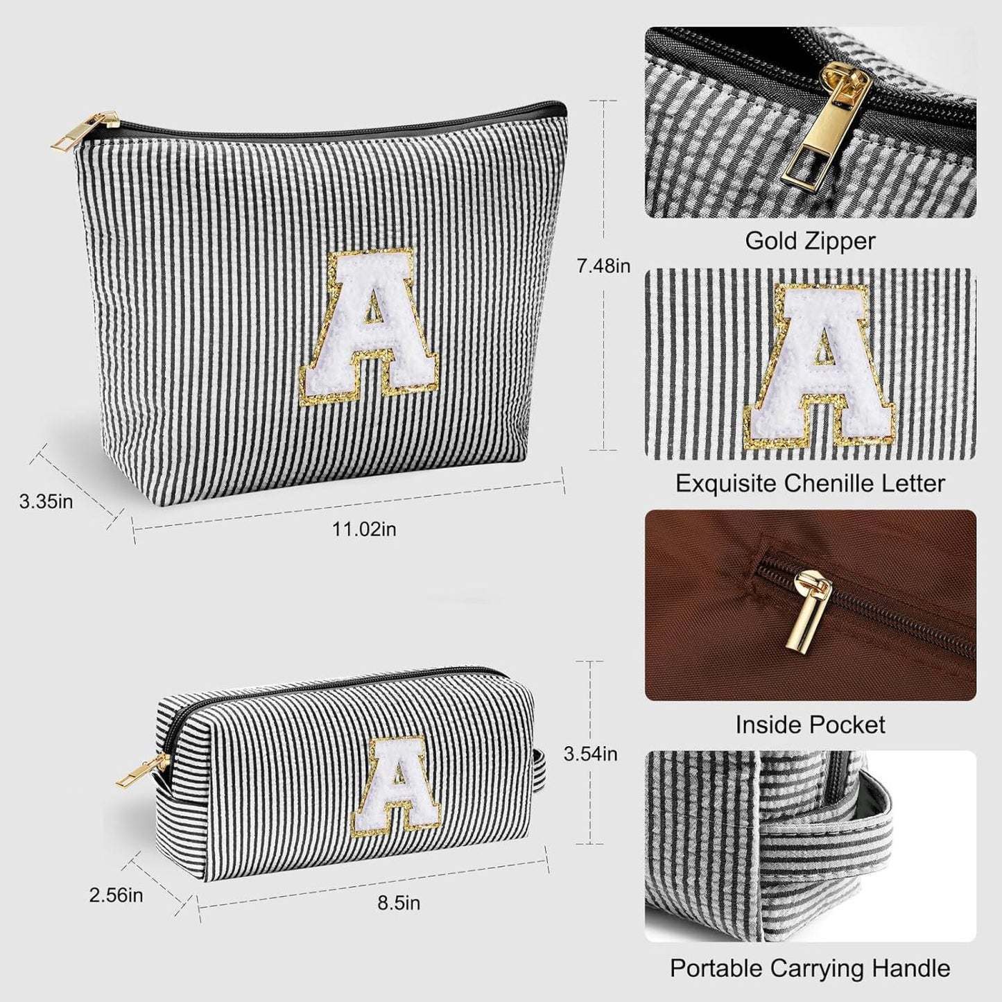 YOOLIFE Gifts for Women - Personalized Makeup Bag for Her, Skincare Bag, Black, Best Friend, Wife, Birthday, Graduate Gift