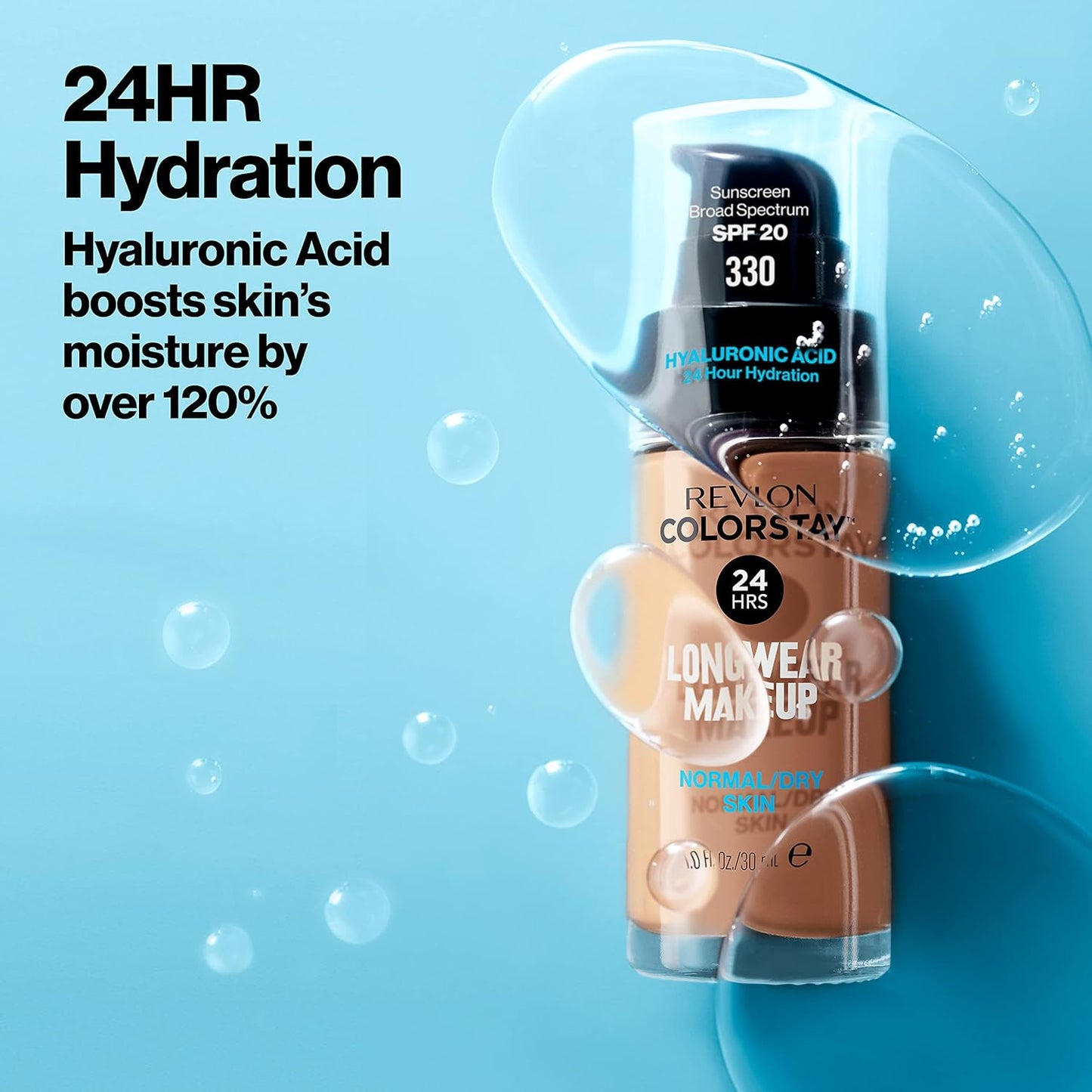 Revlon Liquid Foundation, ColorStay Face Makeup for Normal and Dry Skin, Longwear Full Coverage with Matte Finish, Oil Free, 320 True Beige, 1.0 Oz