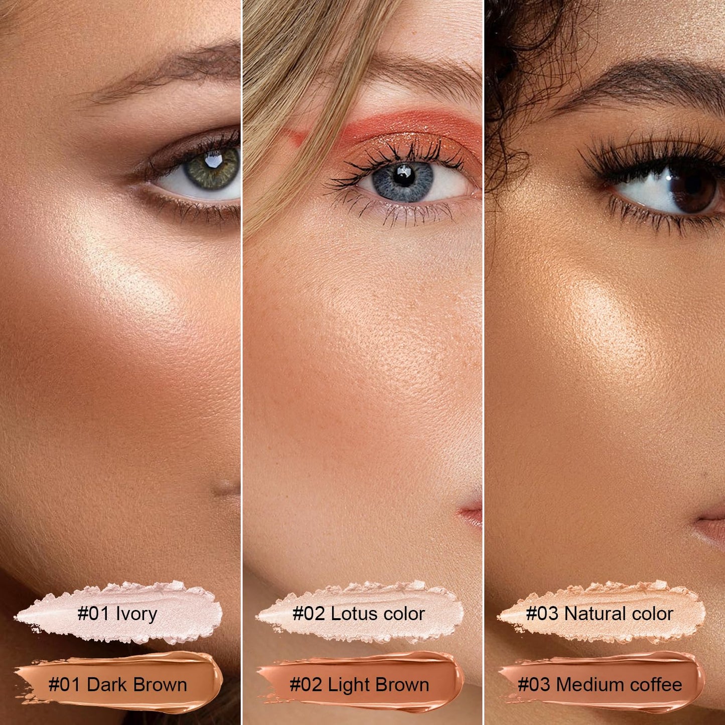 6 Colors Cream Contour Stick Makeup Kit, Shades with Highlighter Stick, Blush Stick and Double-End Bronzer Stick for Sculpt the Cheeks, Waterproof,Dewy & Matte Finish for Beginners (6 COLORS SET C)