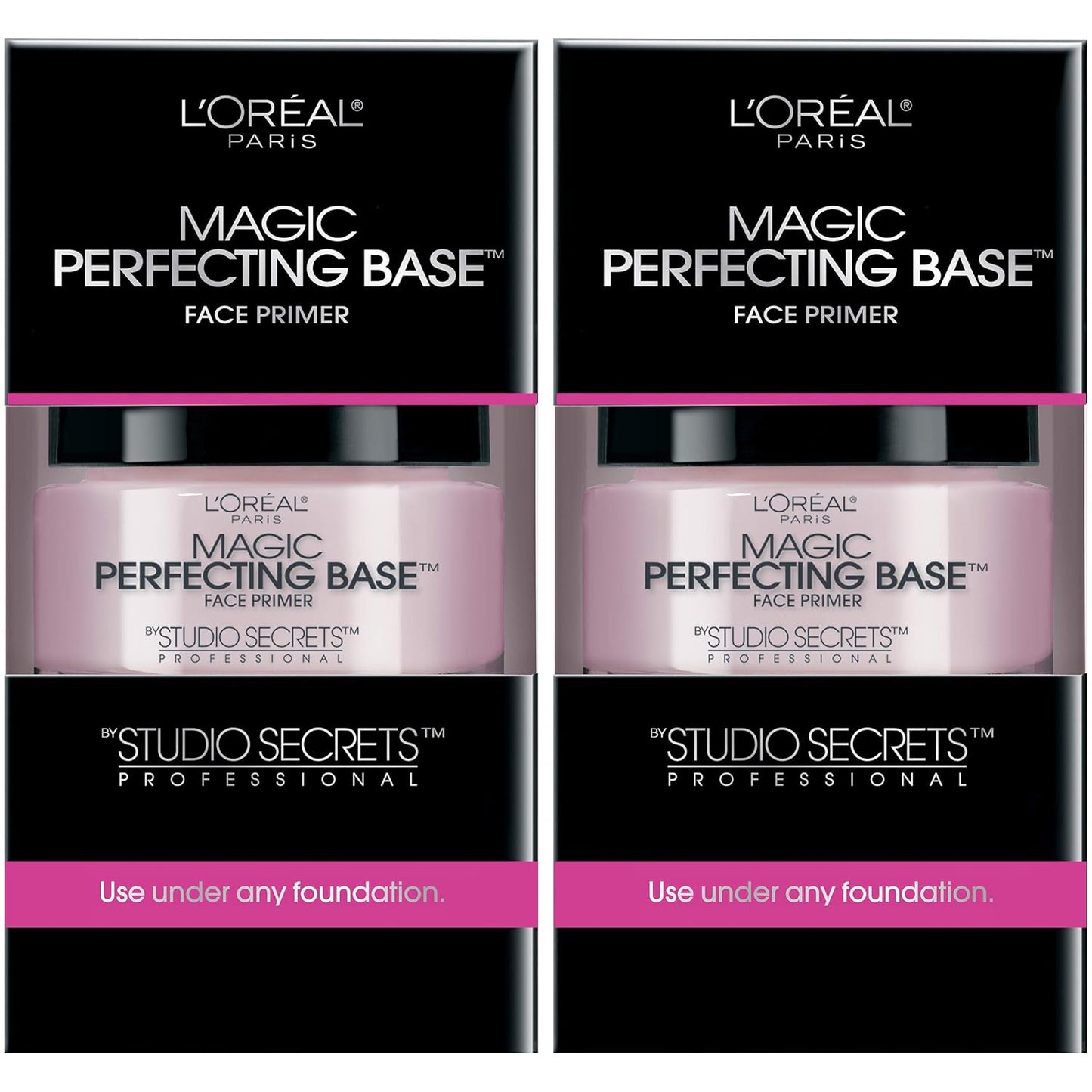 L'Oreal Paris Magic Perfecting Base Face Primer, Instantly Smoothes Lines, Mattifies Skin and Hides Pores, Suitable for All Skin Types, 2 Count