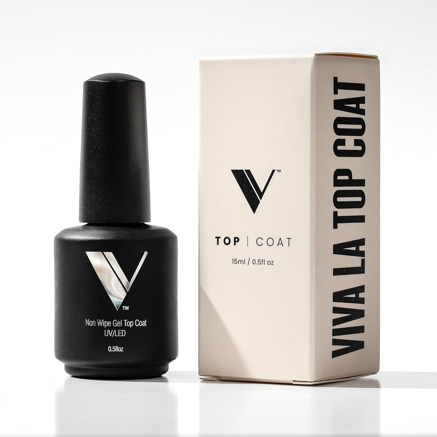 V Beauty Pure No Wipe Gel Top Coat - Long Lasting UV Top Coat Gel Nail Polish, Scratch and Stain Resistant, Durable, Non Yellowing, No Sticky Layer, Glossy - For Manicure & Pedicure - 15ml