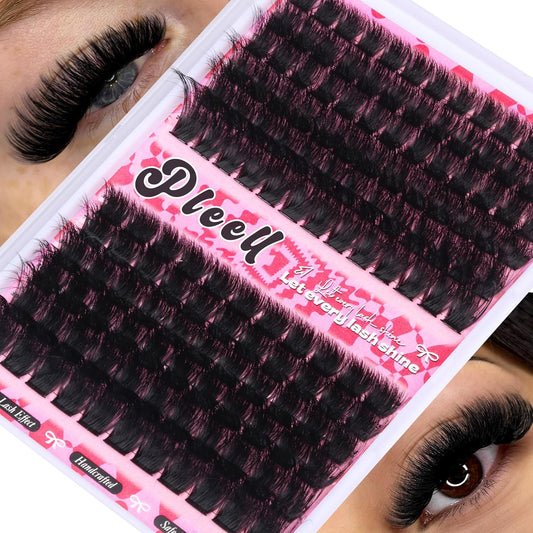 200D+300D Lash Clusters Volume Thick Individual Lashes Fluffy Cluster Eyelash Extensions 10-20MM D Curly Eyelashes Clusters Dramatic Lash Extension Faux Mink Mega Eyelash Clusters by Pleell