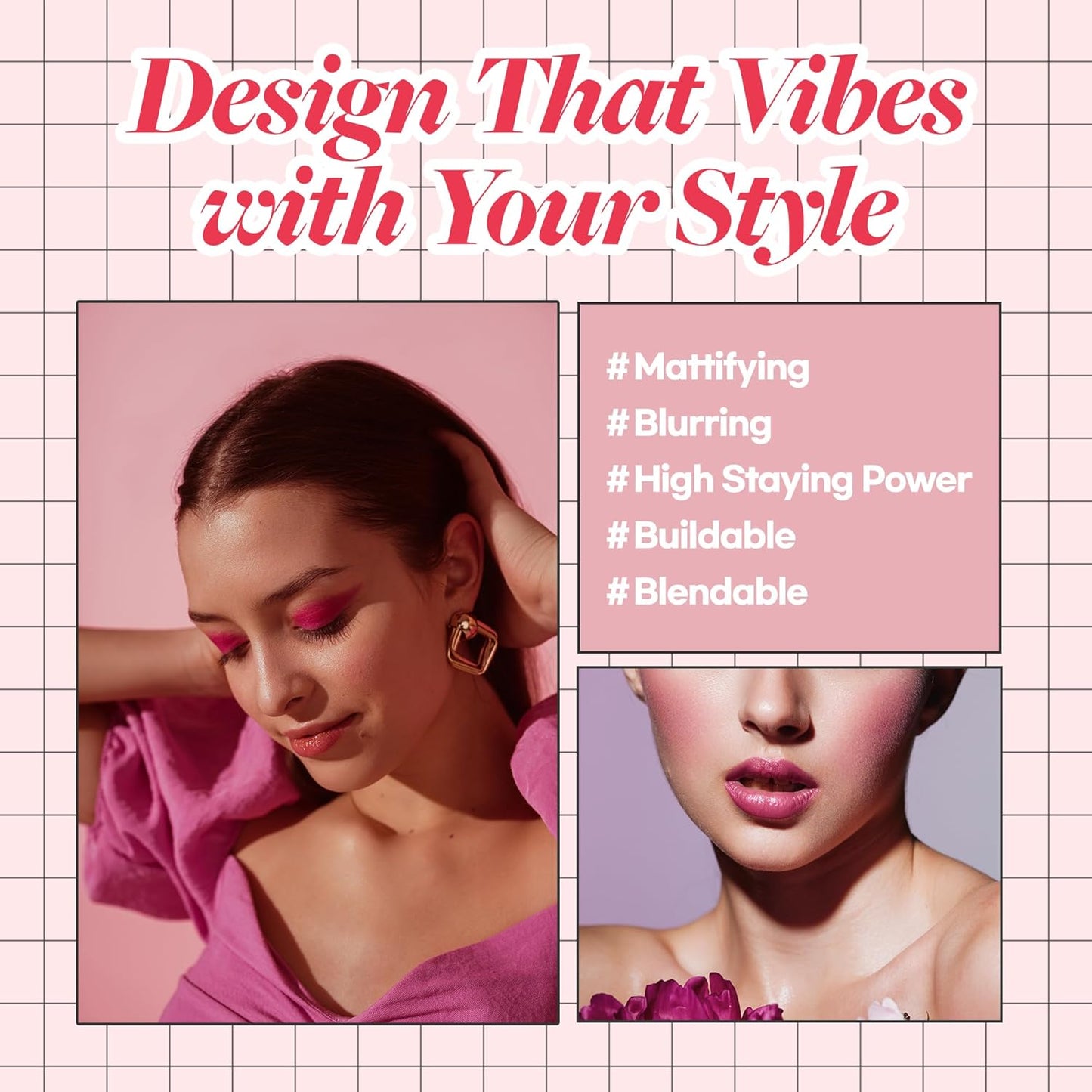 Hope Girl 3D Powder Blusher 0.17oz | Skin-Loving Korean Mini Blush for Cheeks and Eye Makeup w/Allantoin | K Beauty Cool Toned Vibrant Sunkissed Fine Powder Makeup Blush Cosmetics (#01 Sexy Rose)