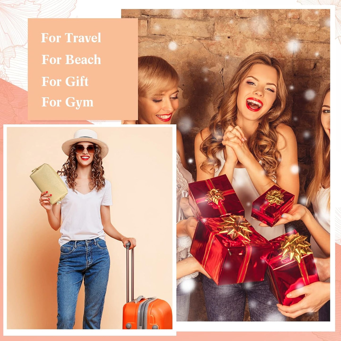 Kigeli 15 Pcs Aesthetic Makeup Bags PU Leather Cosmetic Pouches Waterproof Plain Toiletry Bags Makeup Pouches Bulk for Women Party Gift Travel Storage Organizer(Champaign Gold)